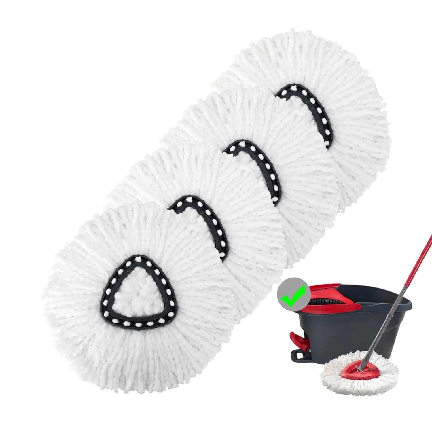4 Pack Mop Replacement Heads Compatible with Oceda 1 Tank System Microfiber Spin Mop Replace Head Mop Refills Safe for Deep Cleaning All Hard-surfaced Floors 4 Piece Set