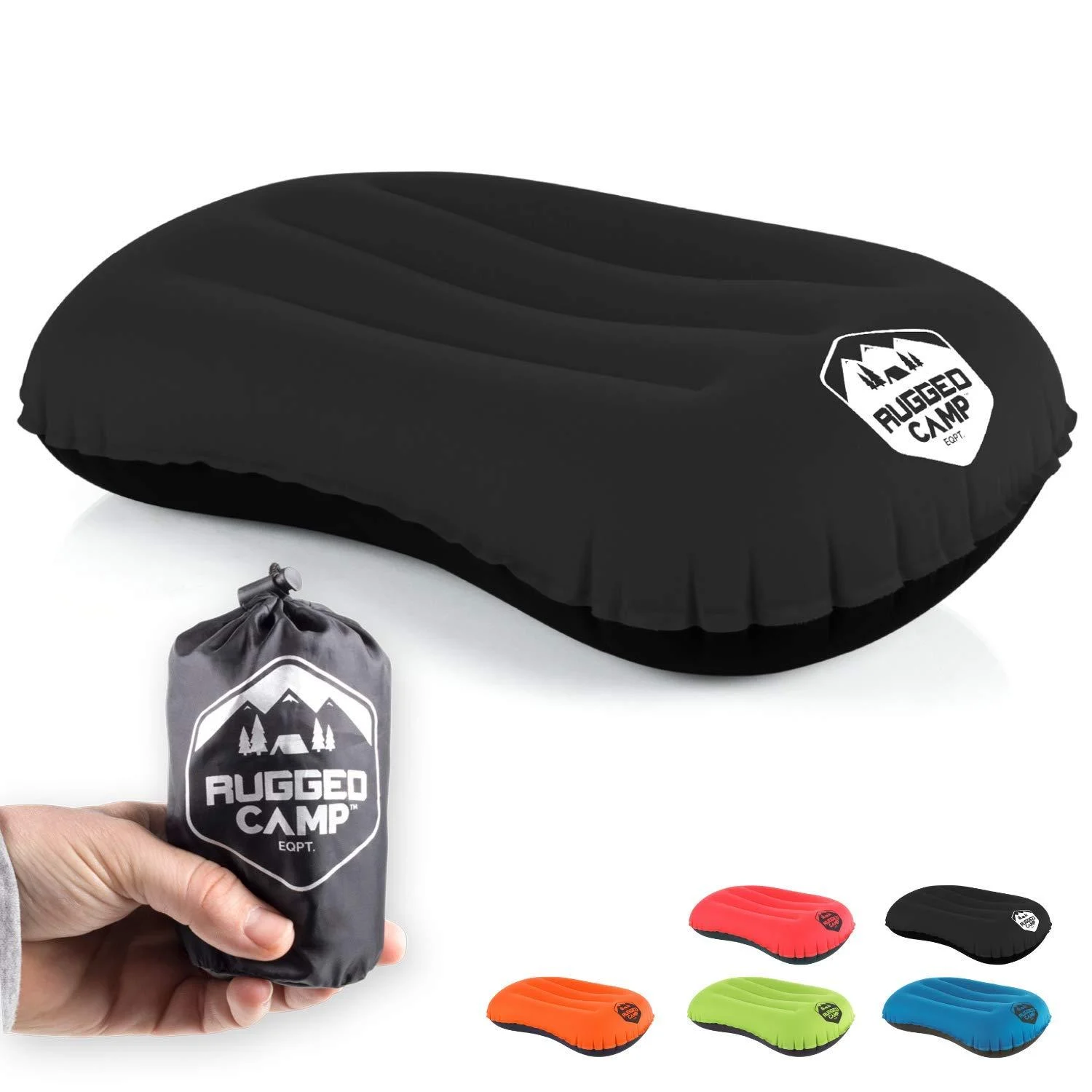 Camping Pillow - Inflatable Pillow - Camp Pillows - Multiple Colors - Compressible Backpacking Pillow, Beach Pillow, Ergonomic Neck Air Pillow & Lumbar Pillow - Use as a Beach Pillow or Hammock Pillow Black