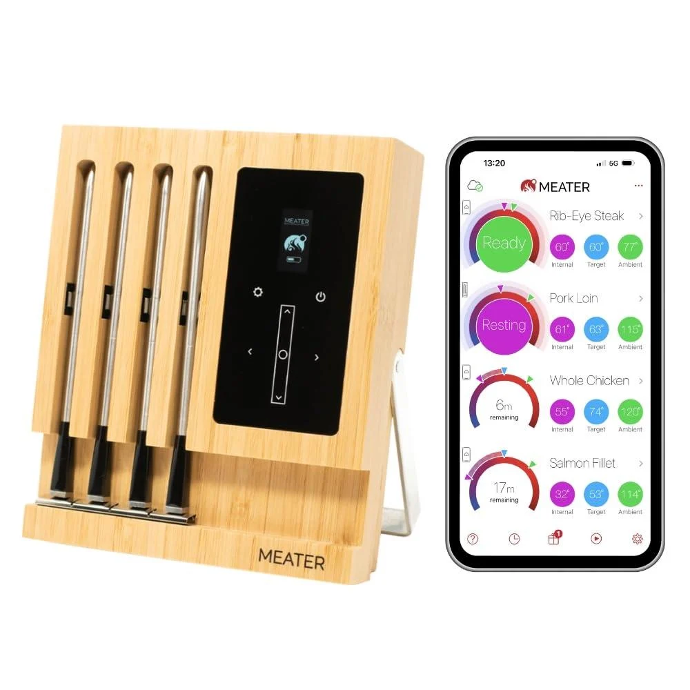 Meater Block |Premium wireless smart meat thermometer for oven grill kitchen bbq smoker rotisserie with bluetooth and wifi digital connection single