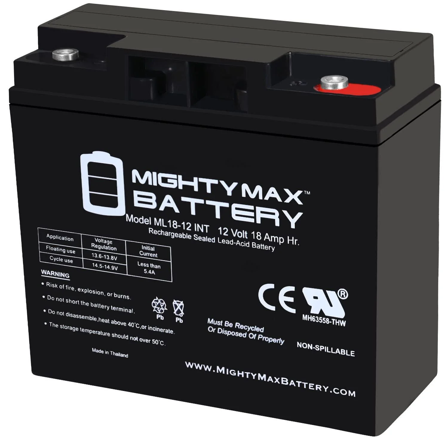 Mighty Max Battery 12V 18AH SLA Internal Thread Replacement Battery for ES1230