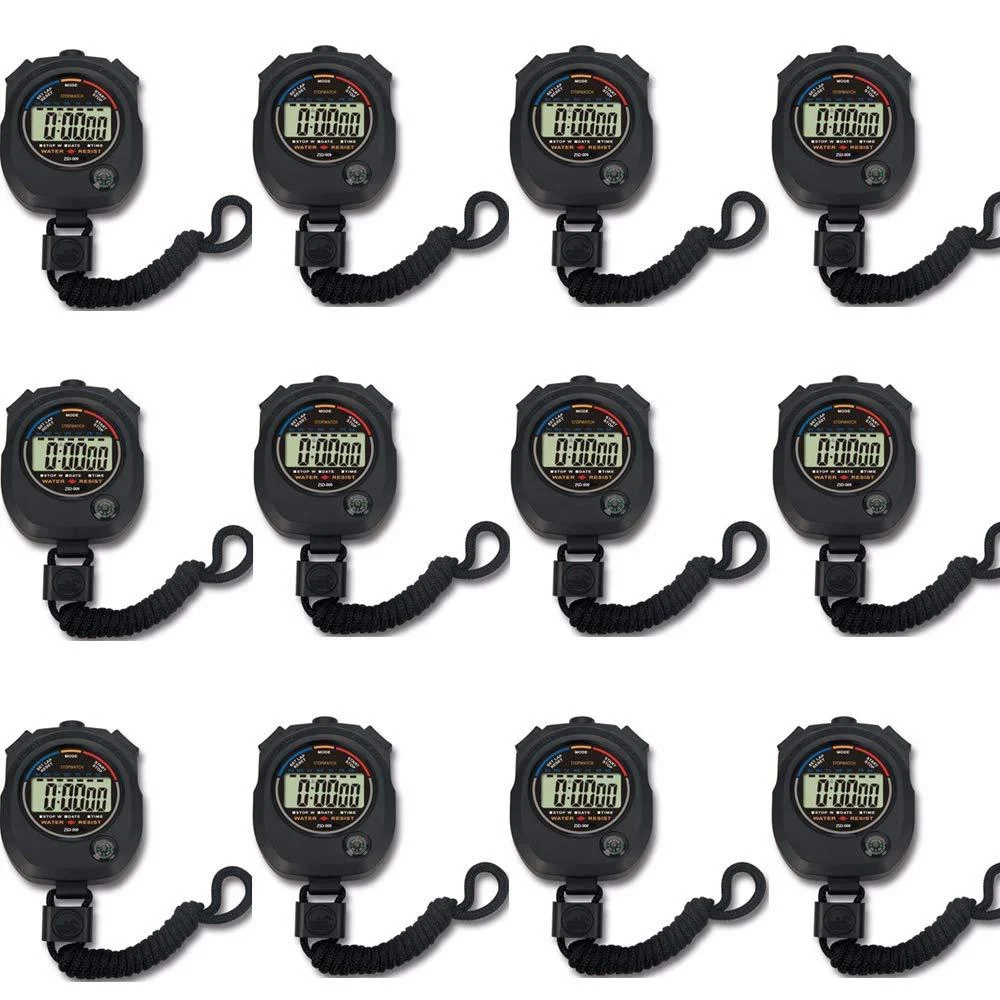 12 Pack Multi-Function Electronic Digital Sport Stopwatch Timer, Large Display with Date Time and Alarm Function,Suitable for Sports Coaches Fitness Coaches and Referees 12pack