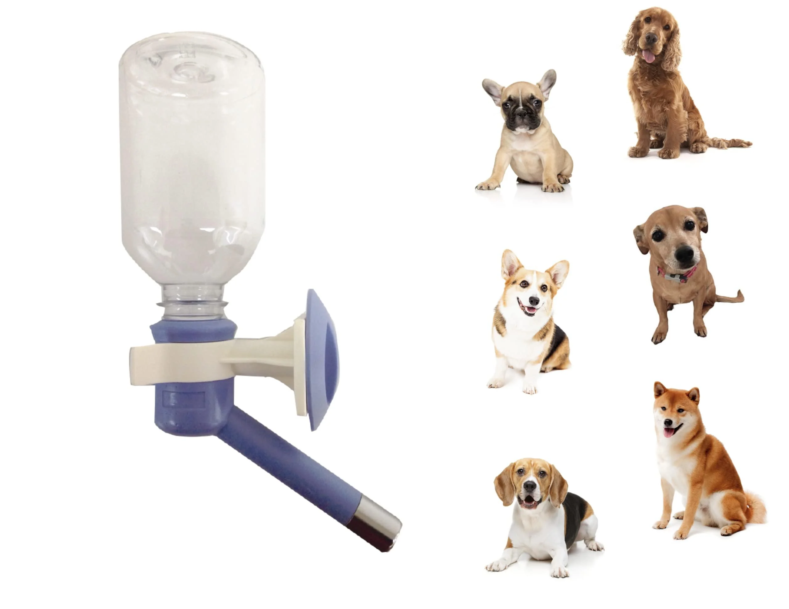 Choco Nose Patented No-Drip Dog Water Bottle/Feeder for Toy Breed to Large Sized Dogs/Cats/Rabbits/Chinchillas/Detachable Pet Food Bowl/for Cages, Crates or Wall Mount/Mess Free Leak-Proof Nozzle Blue Small to Medium Sized Dogs and Cats