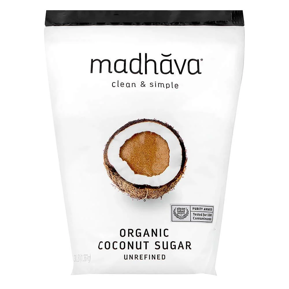 MADHAVA Organic Coconut Sugar 3 Lb. Bag (Pack of 1), Natural Sweetener, Sugar Alternative, Unrefined, Sugar for Coffee, Tea & Recipes, Vegan, Organic, Non GMO 3 Pound (Pack of 1) Coconut Sugar
