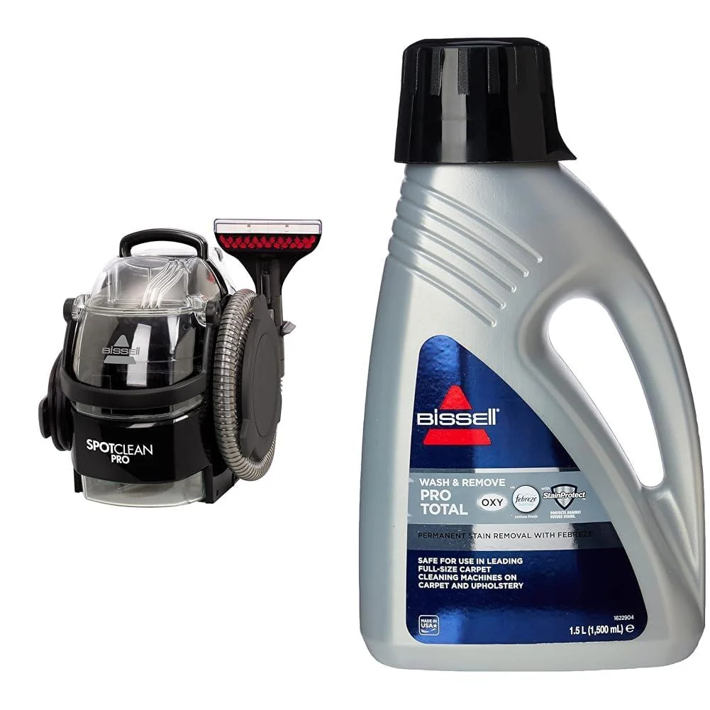 BISSELL SpotClean Pro | Powerful Spot Cleaner for Carpets & Upholstery | 1558E & Wash & Remove Pro Total Formula | For Use With All Leading Upright Carpet Cleaners | 2212E 1.5 Litre SpotClean Pro + Wash & Remove Pro