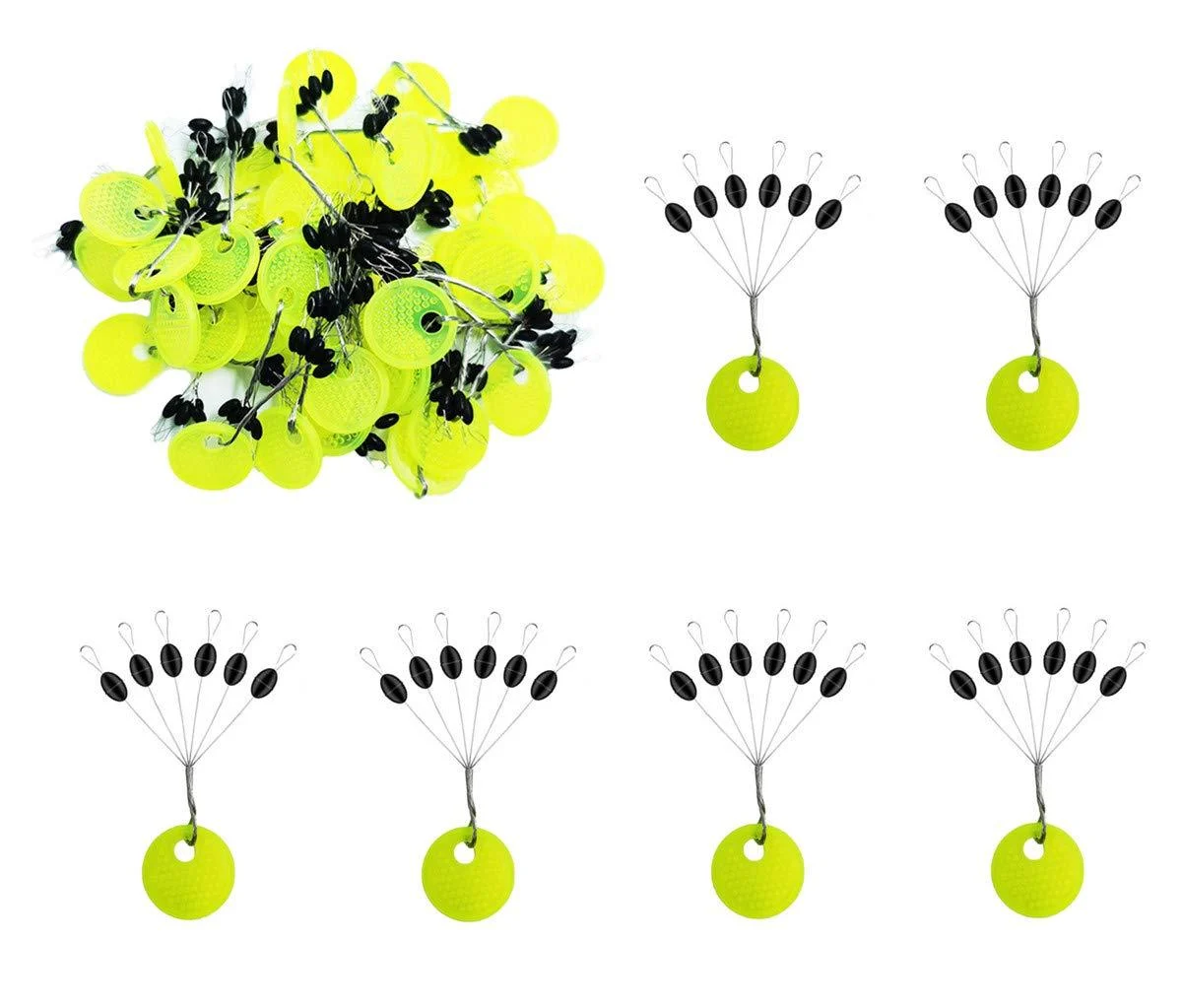 Drchoer Fishing Rubber Bobber Beads Stopper, 6 in 1 Float Sinker Stops, Black Oval,Size L,M,S Available Black Oval M(300pcs)