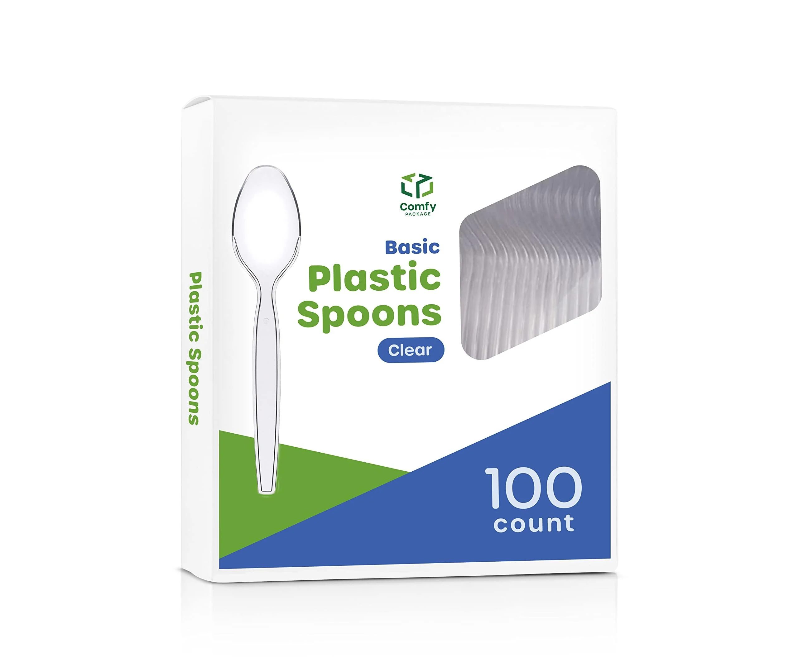 100 Pack Heavy Duty Disposable Basic Plastic Spoons - Clear Teaspoons