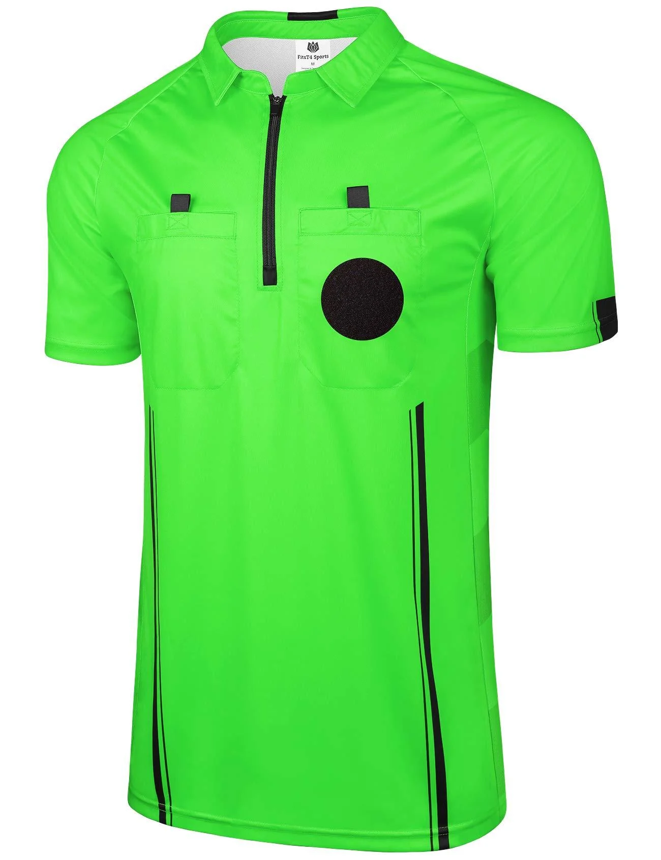 FitsT4 Pro Soccer Referee Jersey Short Sleeve Ref Shirts Green Medium - FitsT4 Sports