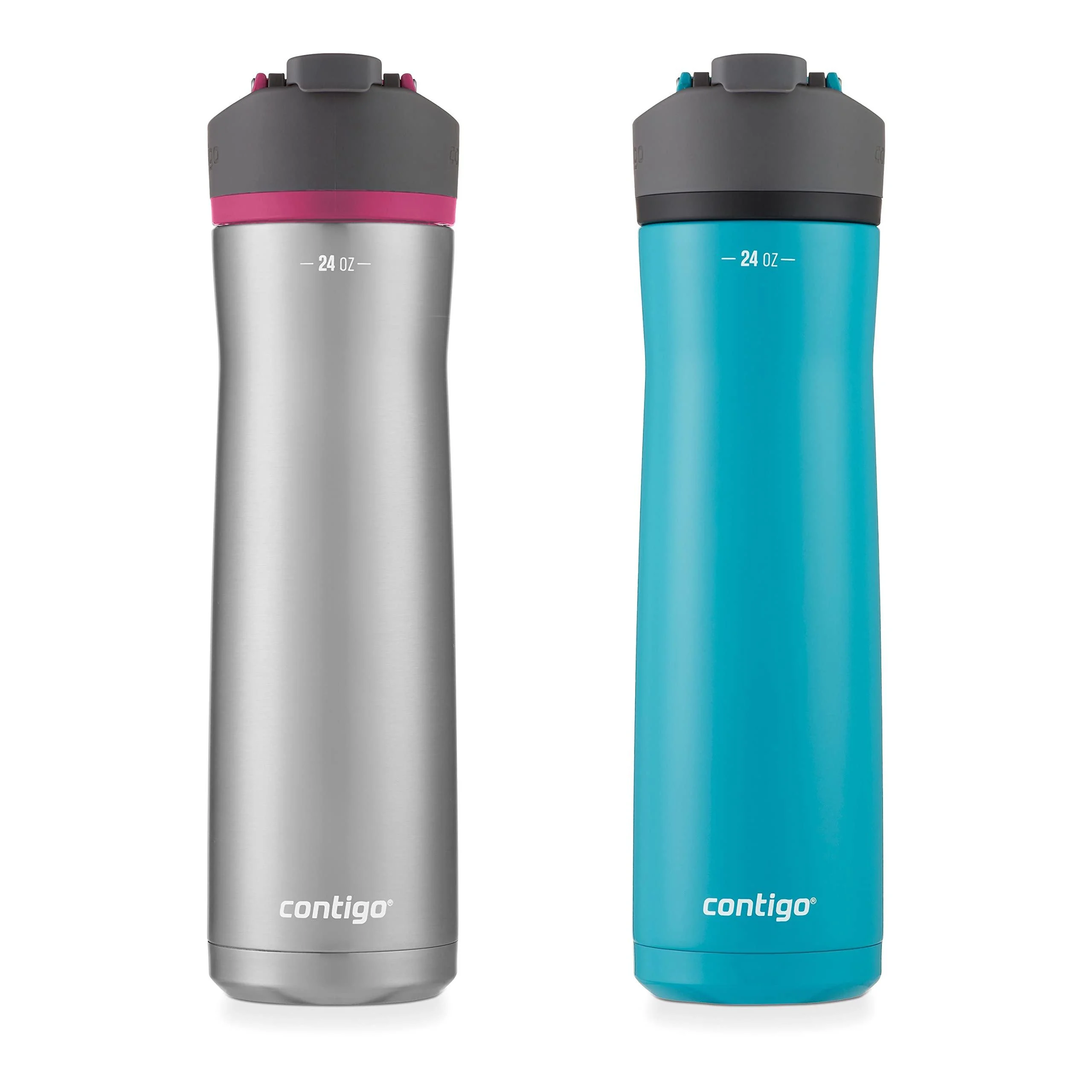 Contigo Cortland Chill 2.0 Stainless Steel Vacuum-Insulated Water Bottle with Spill-Proof Lid, Keeps Drinks Hot or Cold for Hours with Interchangeable Lid, 24oz 2-Pack, Juniper & Dragonfruit 24oz 2-Pack Juniper & Dragonfruit