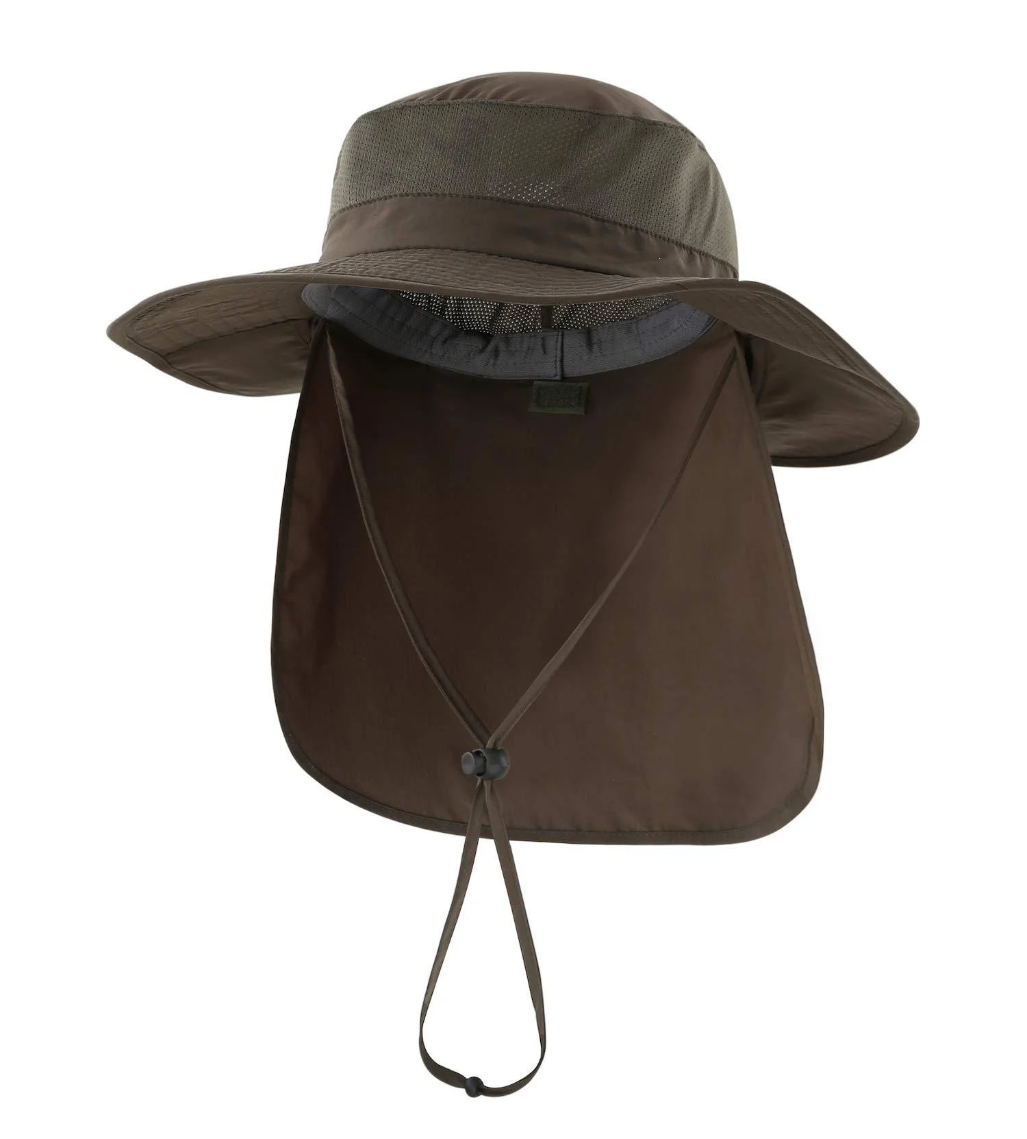 Home Prefer Outdoor UPF50+ Mesh Sun Hat Wide Brim Fishing Hat with Neck Flap Army Green