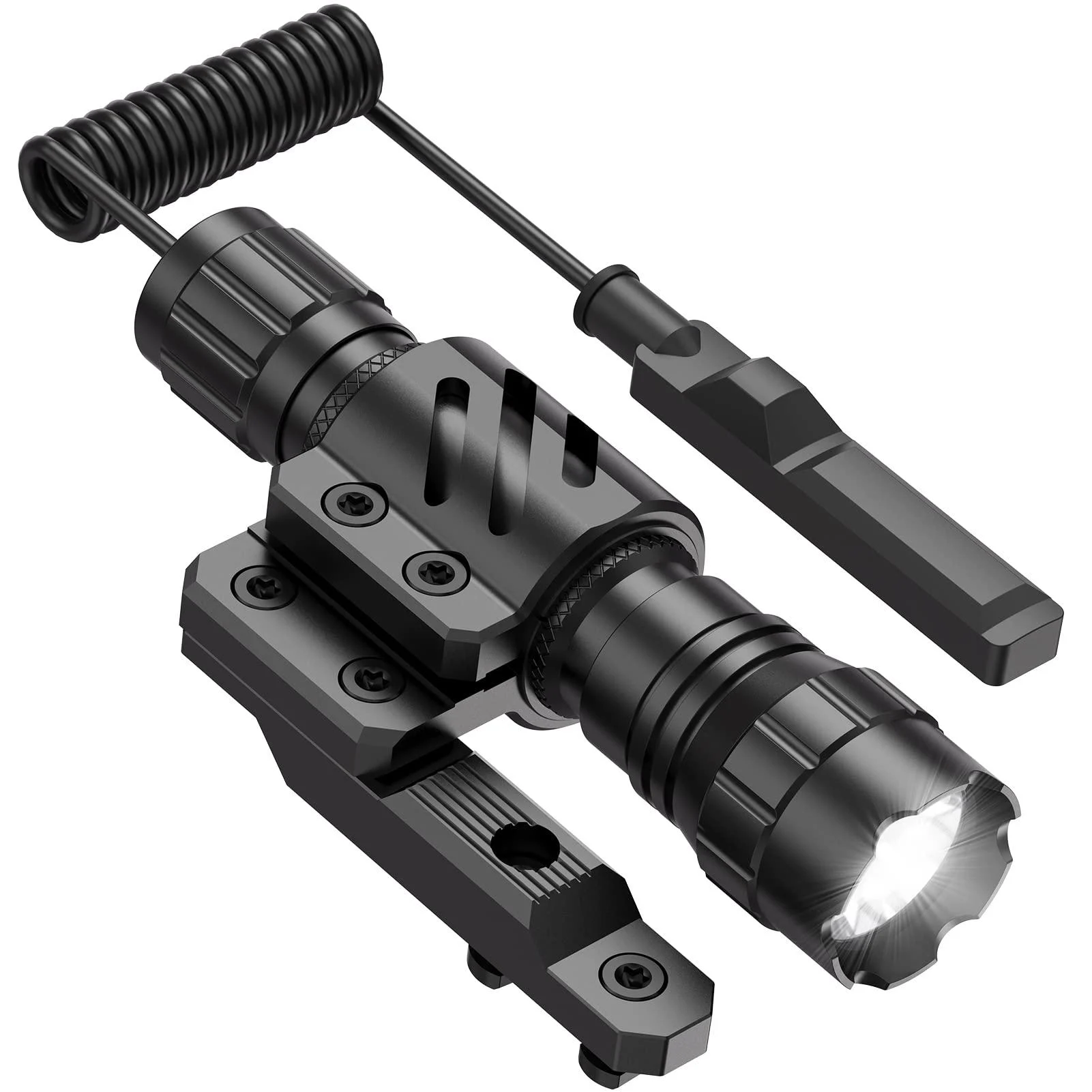Feyachi FL14-MB Flashlight 1200 Lumen Matte Black LED Light with Flashlight Mount and Pressure Switch Included