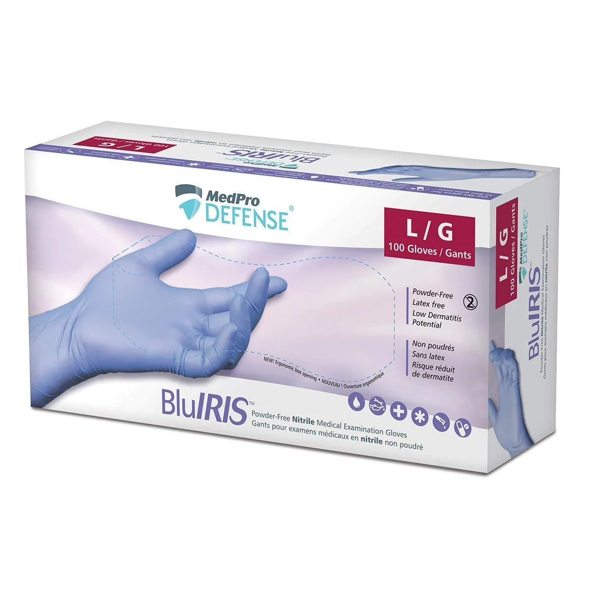 MedPro Defense Bluiris Powder-free Nitrile Medical Examination Gloves Large 1 Count