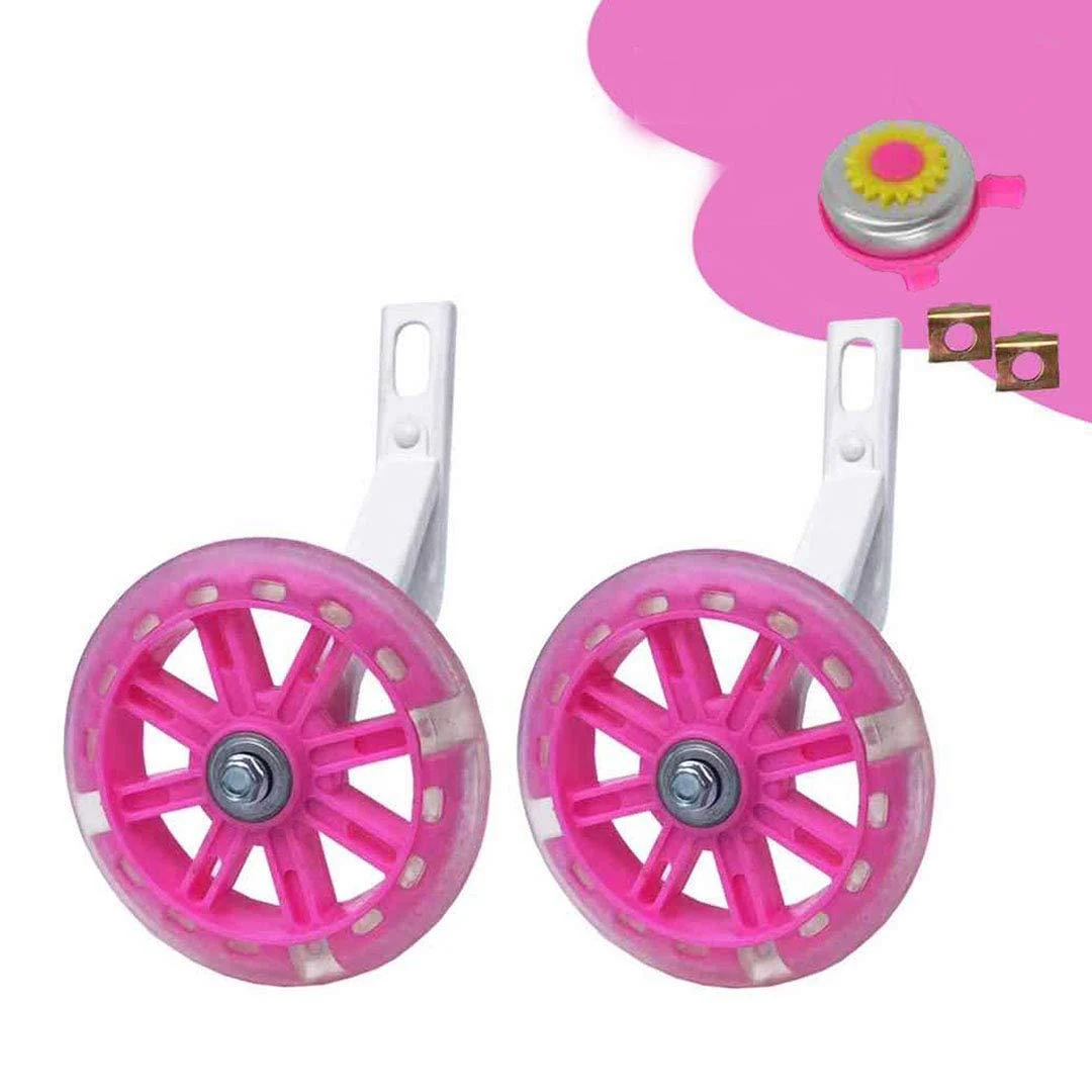 YTKD Training Wheels for Bicycle,Flash Mute Wheel Compatible for Bikes of 12 Inch 1 Pair Pink