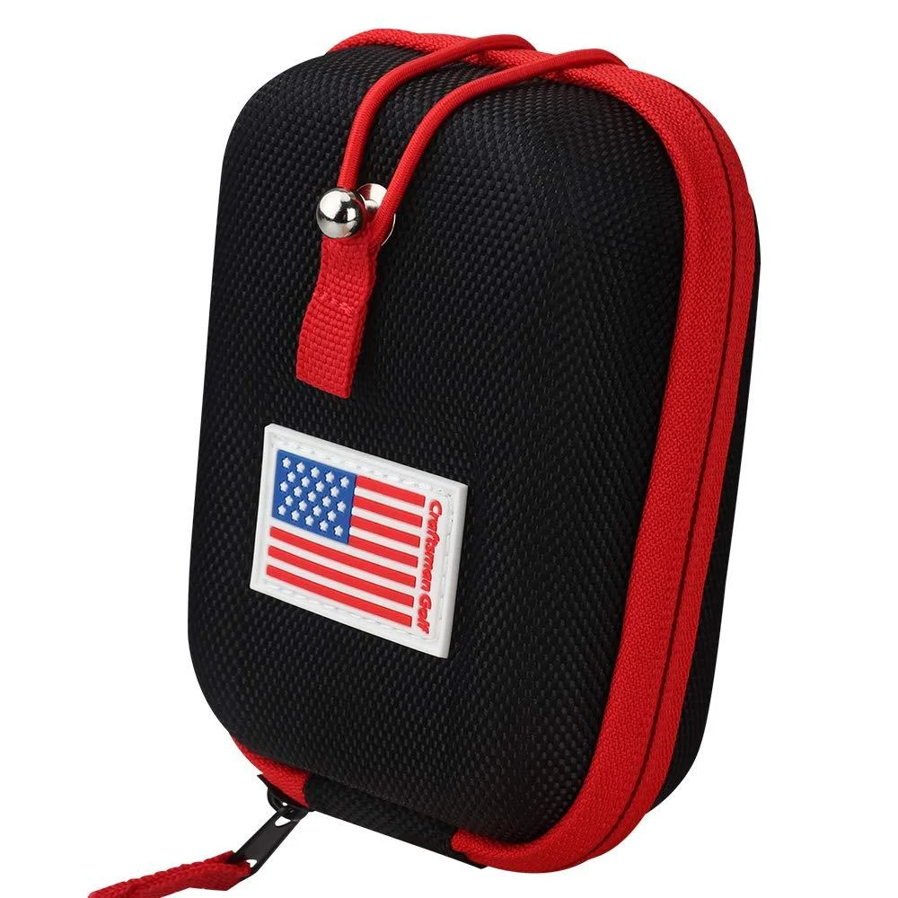 CRAFTSMAN GOLF Rangefinder Case USA Flag Hard Shell for Tectectec Callaway, Universal Range Finder Carry Bag, Also for Customization with Your Name Stitched Black with Red Edge