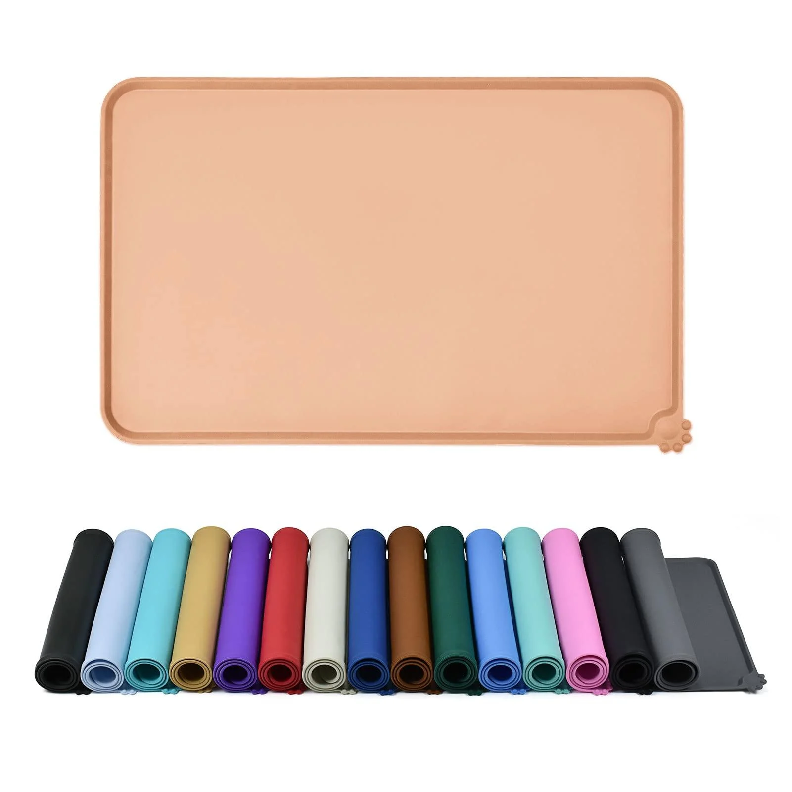 Reopet silicone feed mats for pets - waterproof dog and catmall mats with elevated edges - dog and cat bars - choose sizes 47 x 30 cm (1 -pack) rose brown