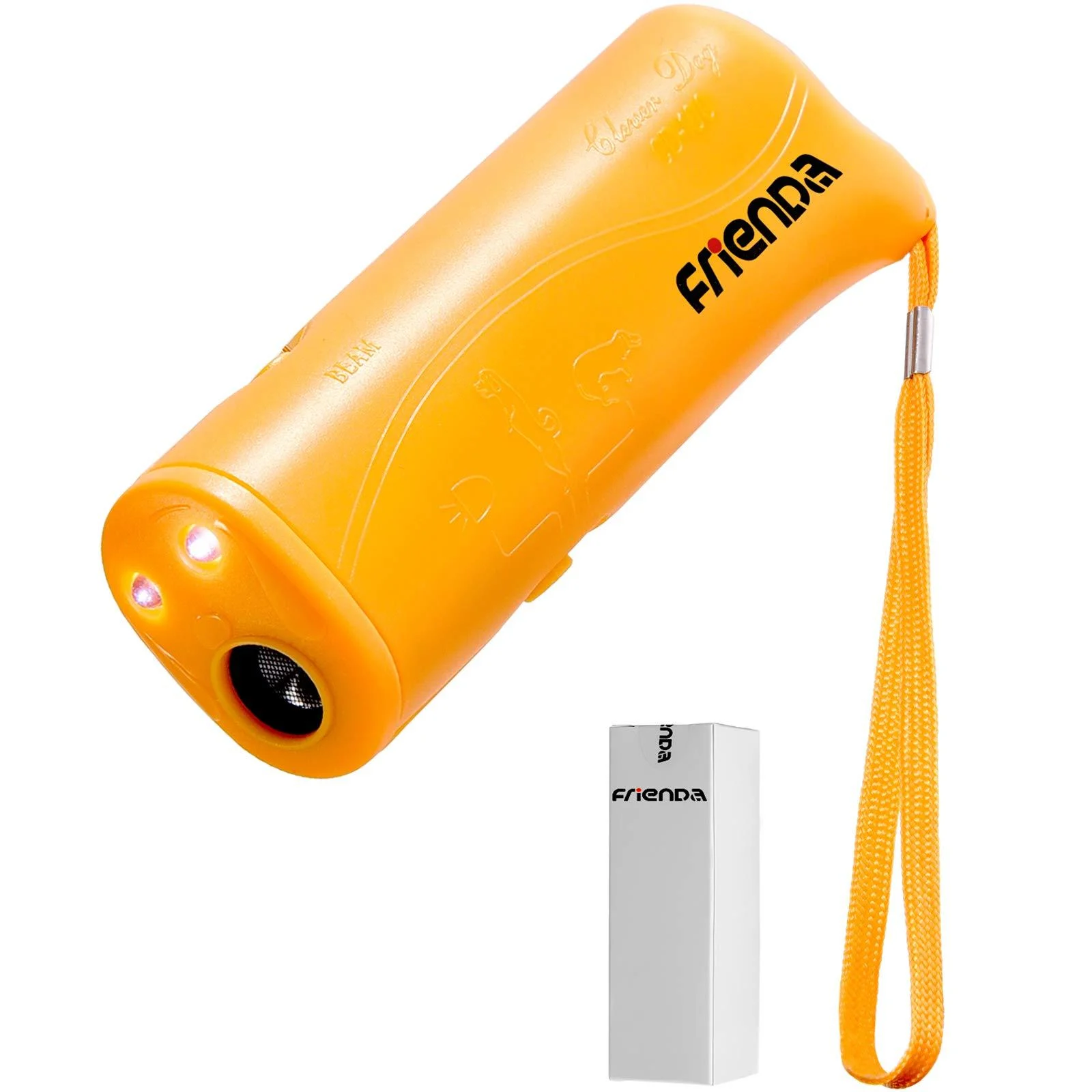 LED Ultrasonic Dog Repeller and Trainer Device 3 in 1 Anti Barking Stop Bark Handheld Dog Training Device (Yellow) - Frienda