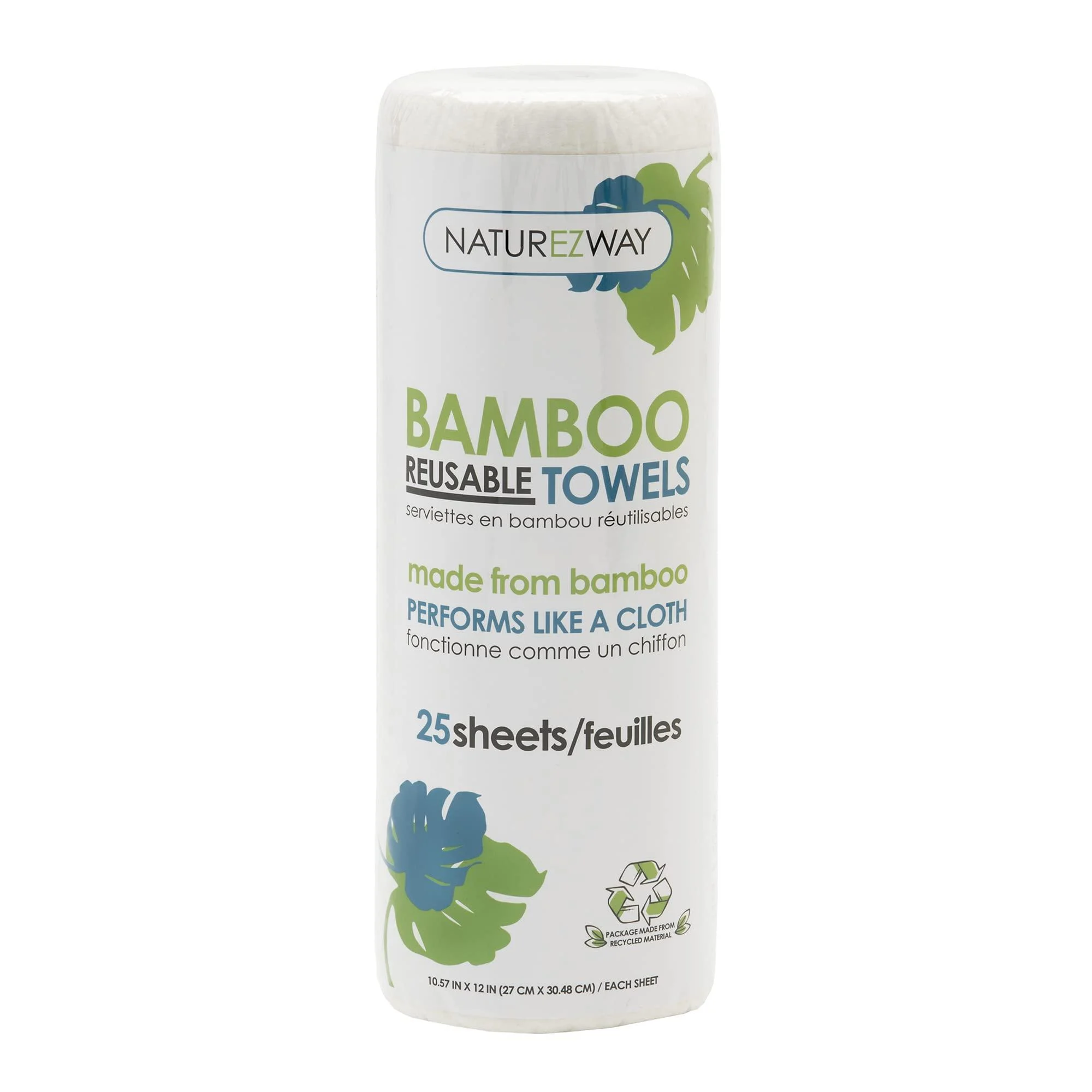 NatureZway Bamboo Perforated Towels Rayon Made from Bamboo, 25 Sheets - NatureZway Eco-Friendly Cleaning Solutions
