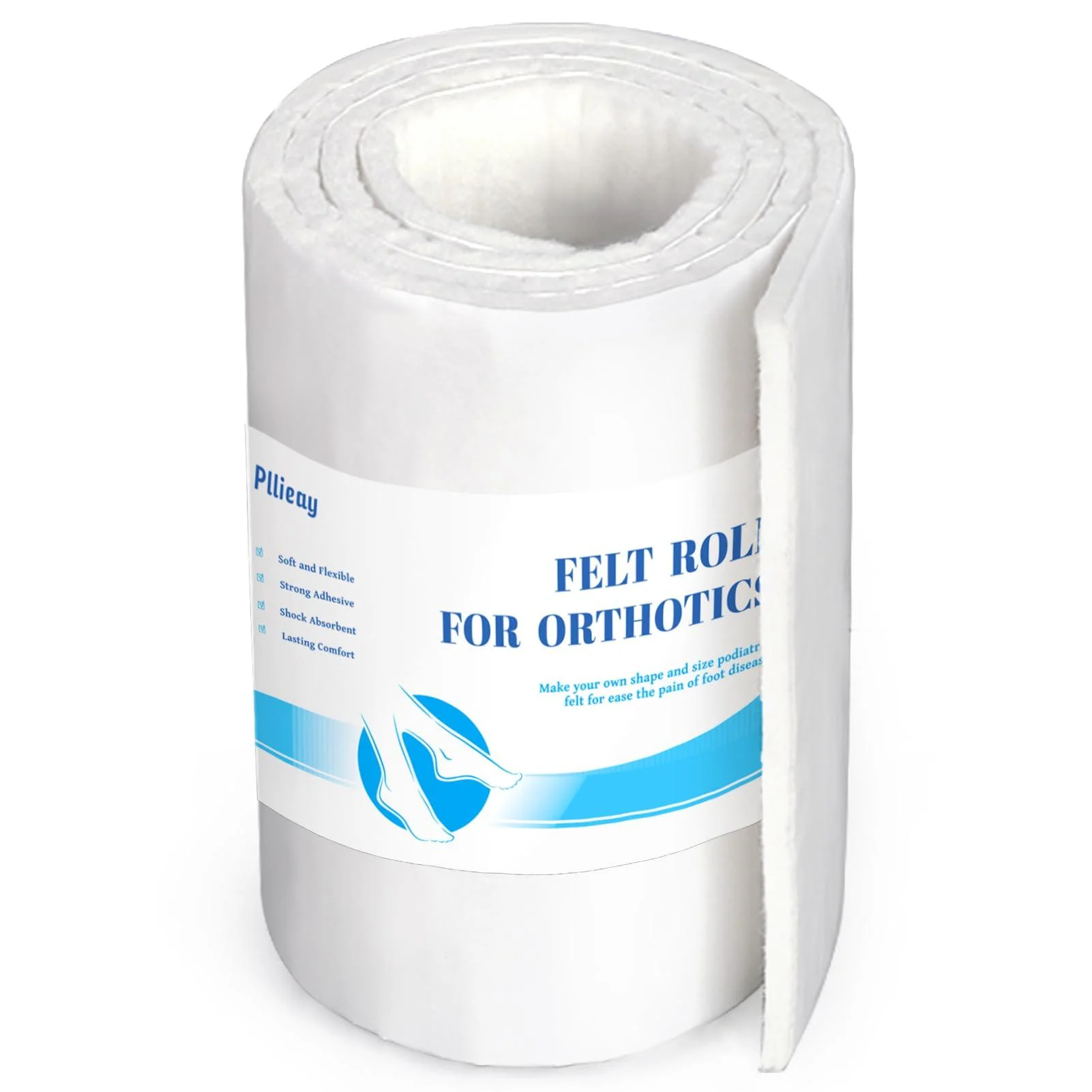 Pllieay Felt Rolls with Adhesive Backing Orthopedic Felt Roll 1/4" Thick 6" x1.1yd Quality Wool Rayon Blend for Provide Cushioning and Support in Pain Foot