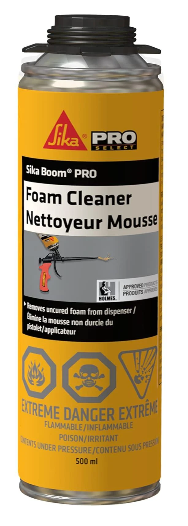 SIKA - Powerful aerosol Cleaner - Sika Boom Pro Cleaner - Removes uncured PU Foam - Cleans SikaBoom Pro Dispenser Gun - 500 mL (460g) can SikaBoom Pro Cleaner 500 mL