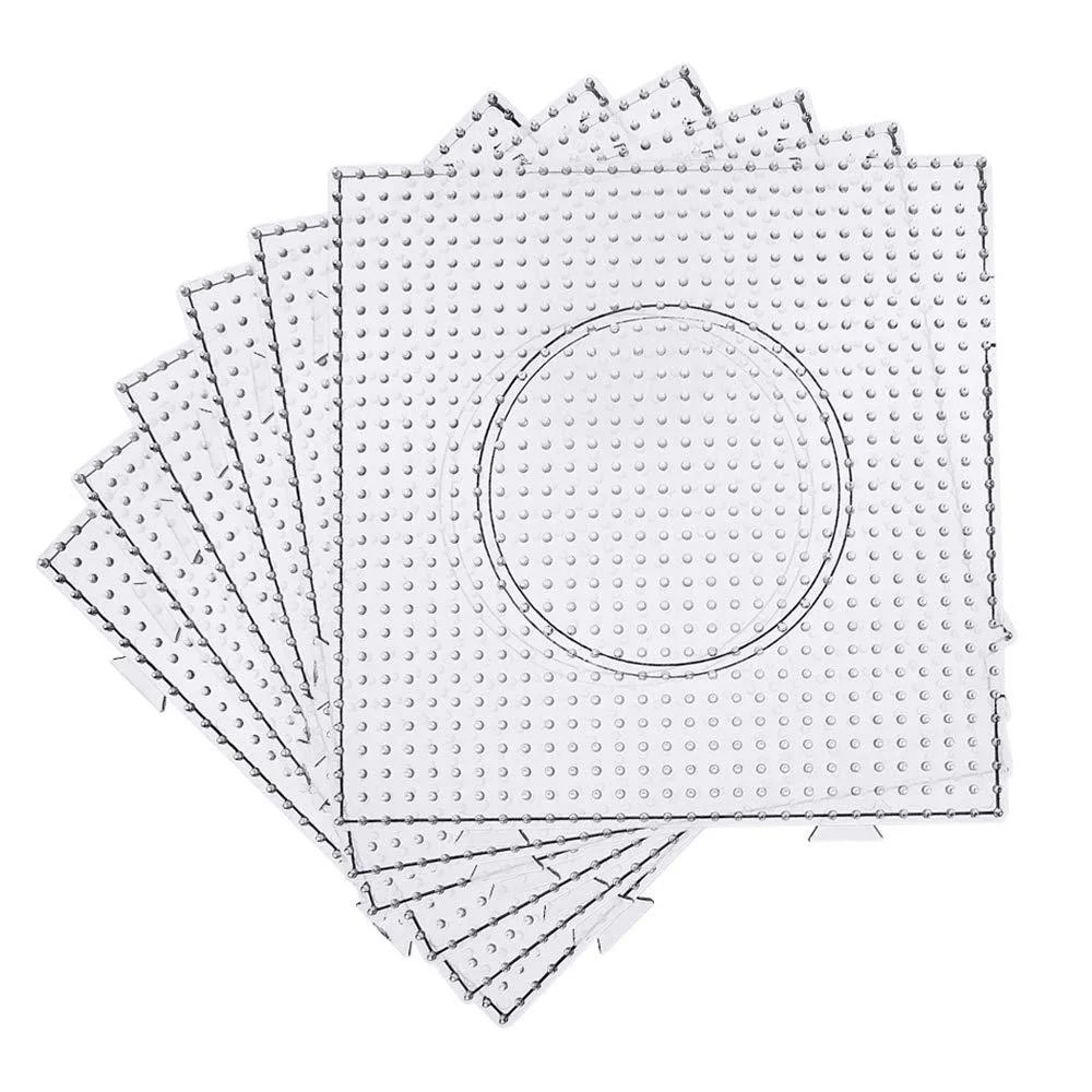 6 Pcs 5mm Fuse Beads Boards,Large Square Fuse Beads Boards Clear Plastic Pegboards Square Clear Plastic Pegboards,Suitable for Kids Craft Beads - Haawooky