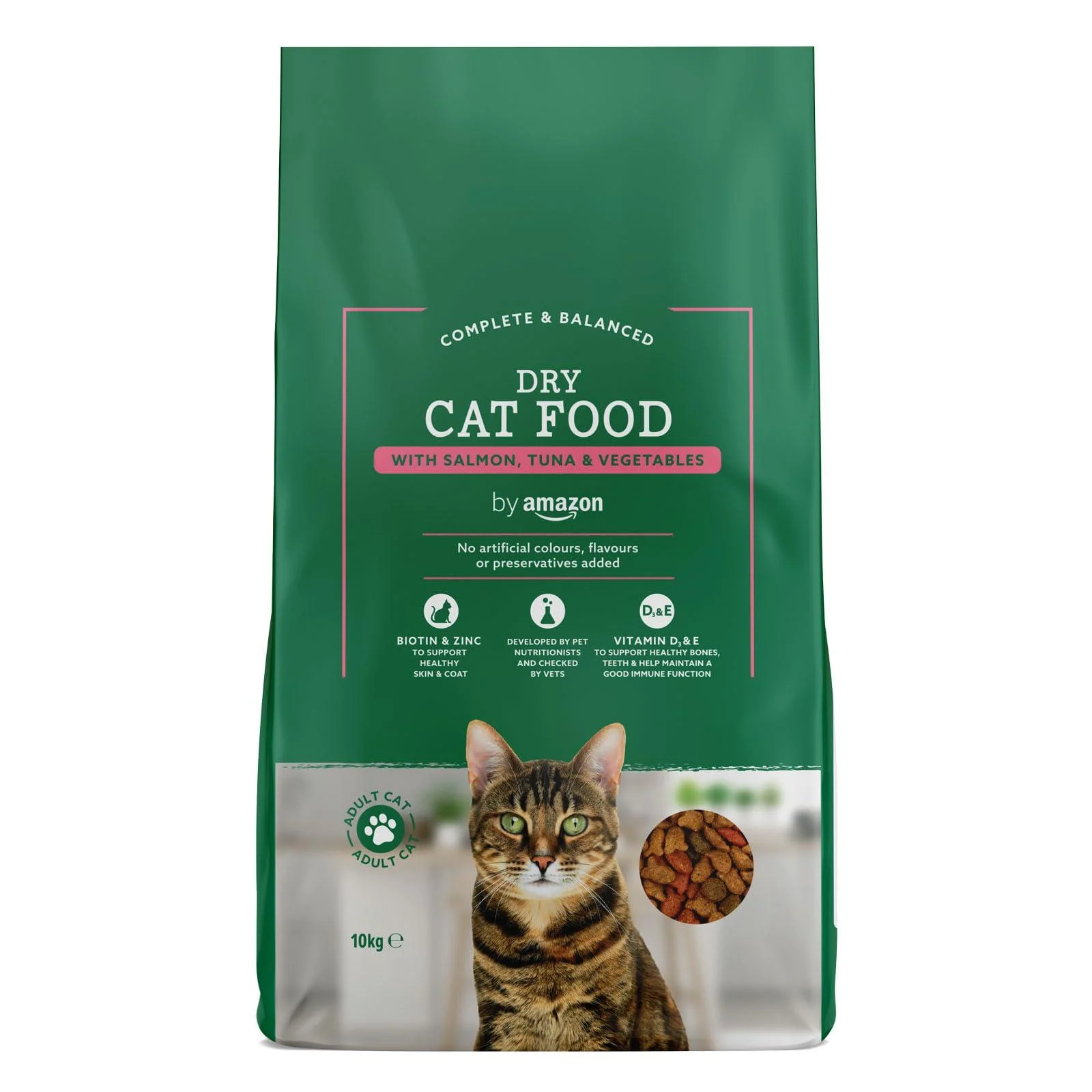 by Amazon - Complete dry food for adult cats salmon tuna and vegetables 1 pack of 10 kg