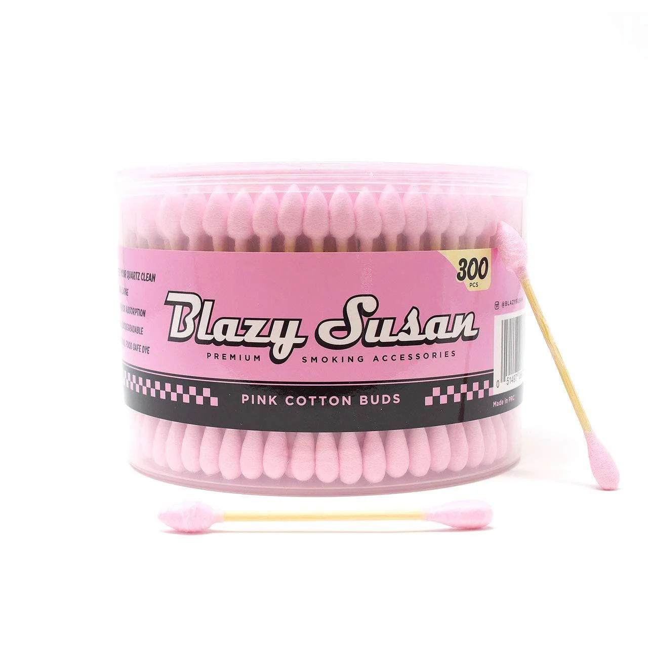 Blazy Pink Cotton Buds | Thick Cotton Swabs | No Residue or Aftertaste | 300ct - Blazy Susan