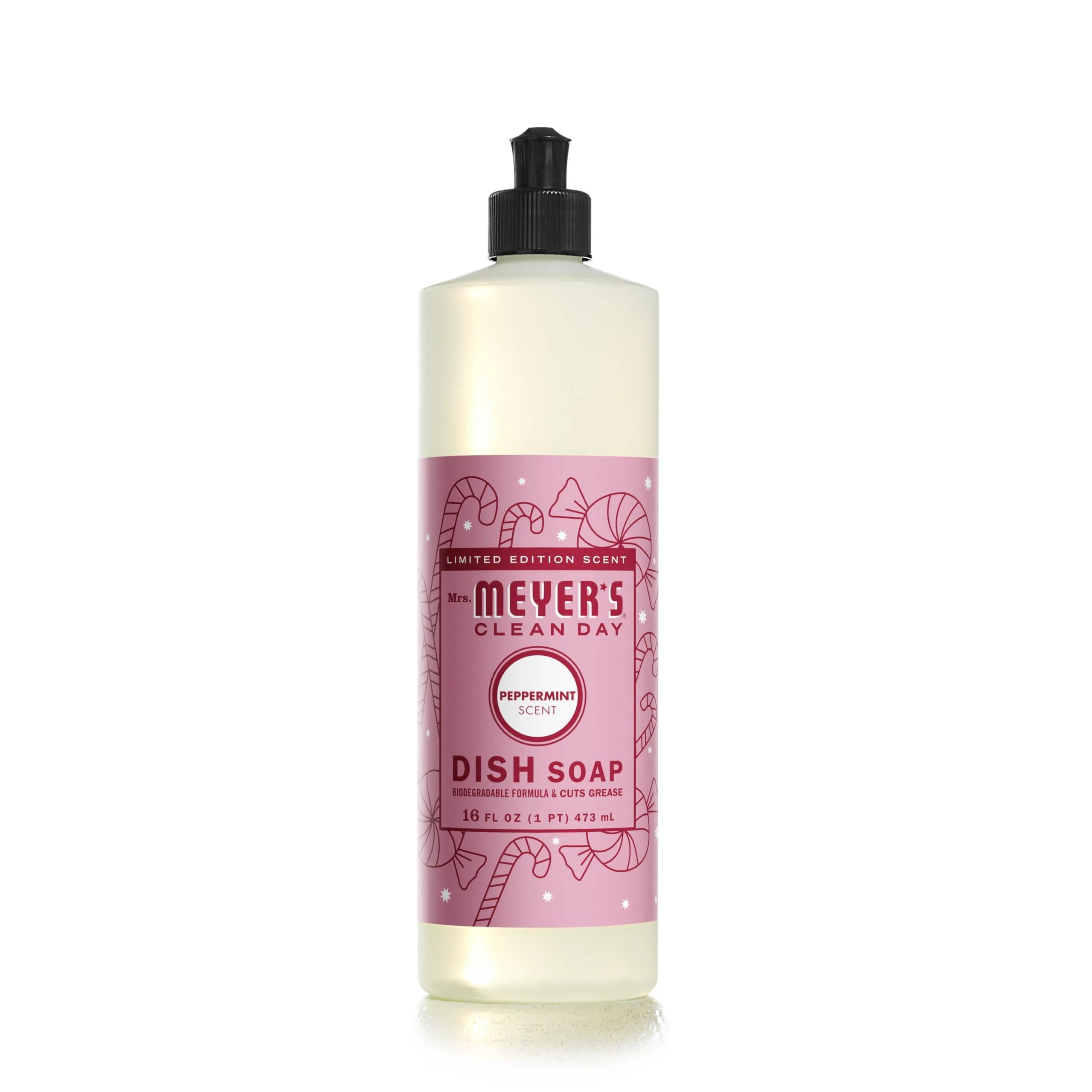 MRS. MEYER'S CLEAN DAY Liquid Dish Soap Biodegradable Formula Limited Edition Peppermint 16 fl. oz