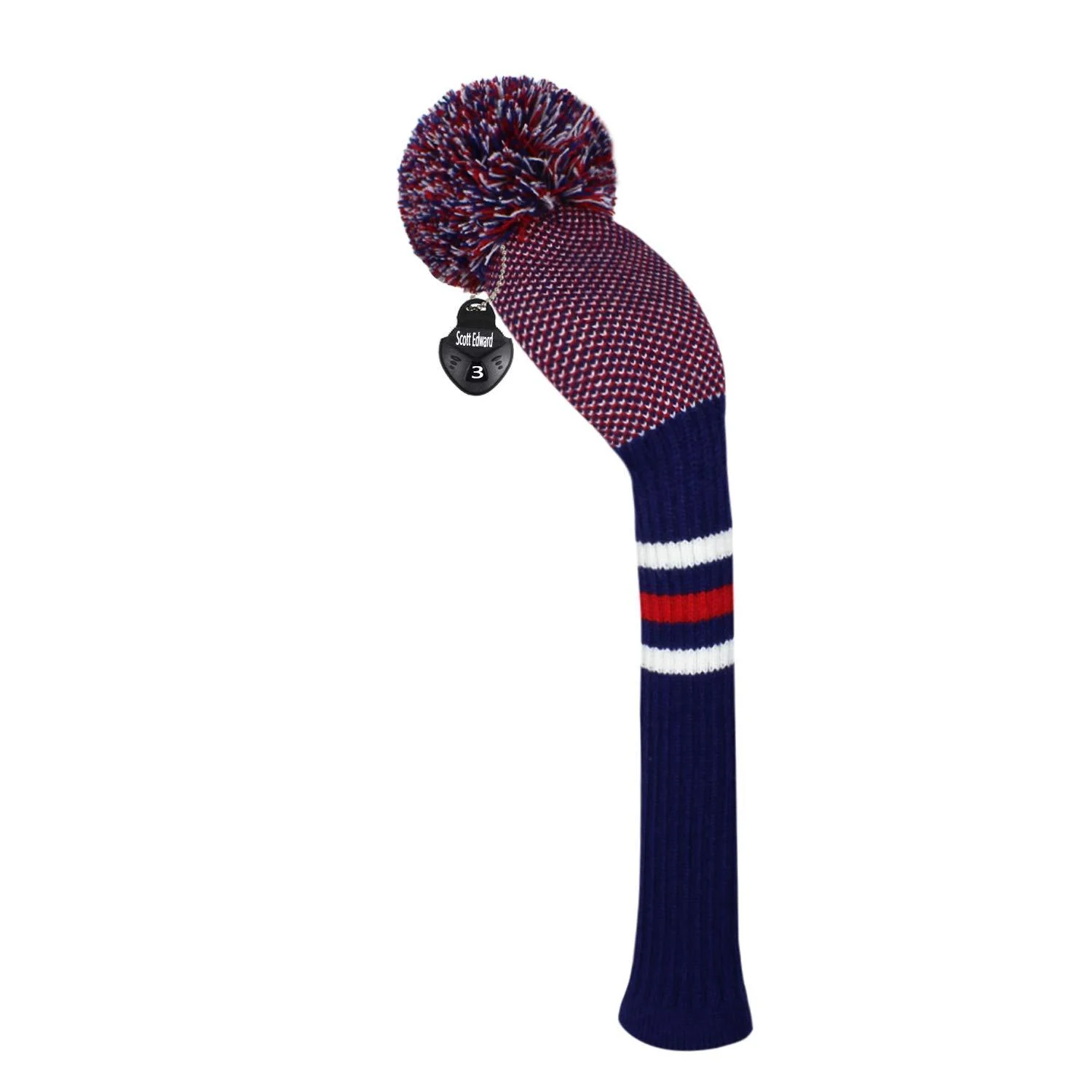 Scott Edward 1PCS Hybrid Head Cover Knit for Driver Wood Fairway Wood Hybrid with Rotating Number Tags Number Tags Fairway Dots