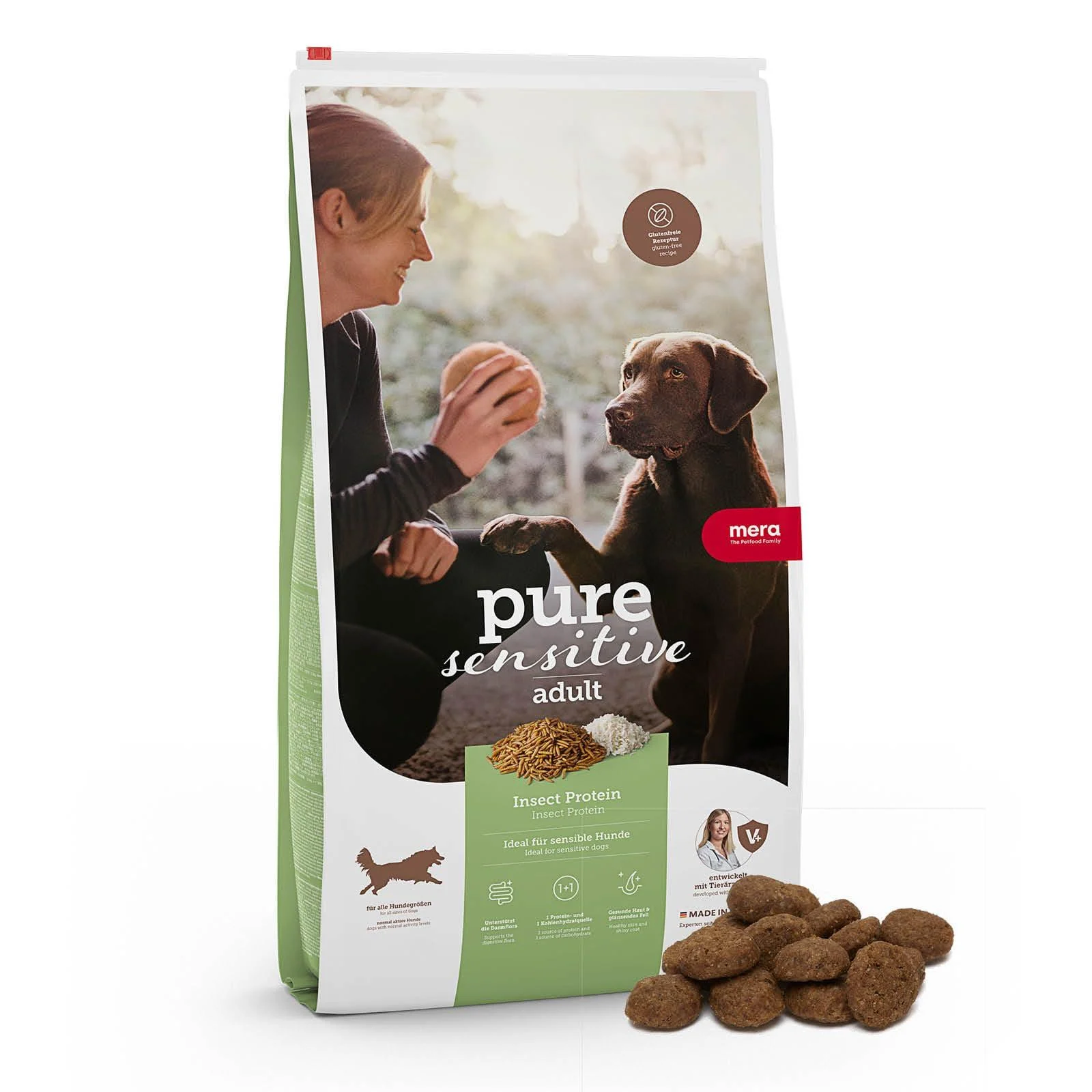 MERA Pure Sensitive Insect Protein Croquettes for Sensitive Dogs Hypoallergenic and Ecological Monoprotein Food - MINE