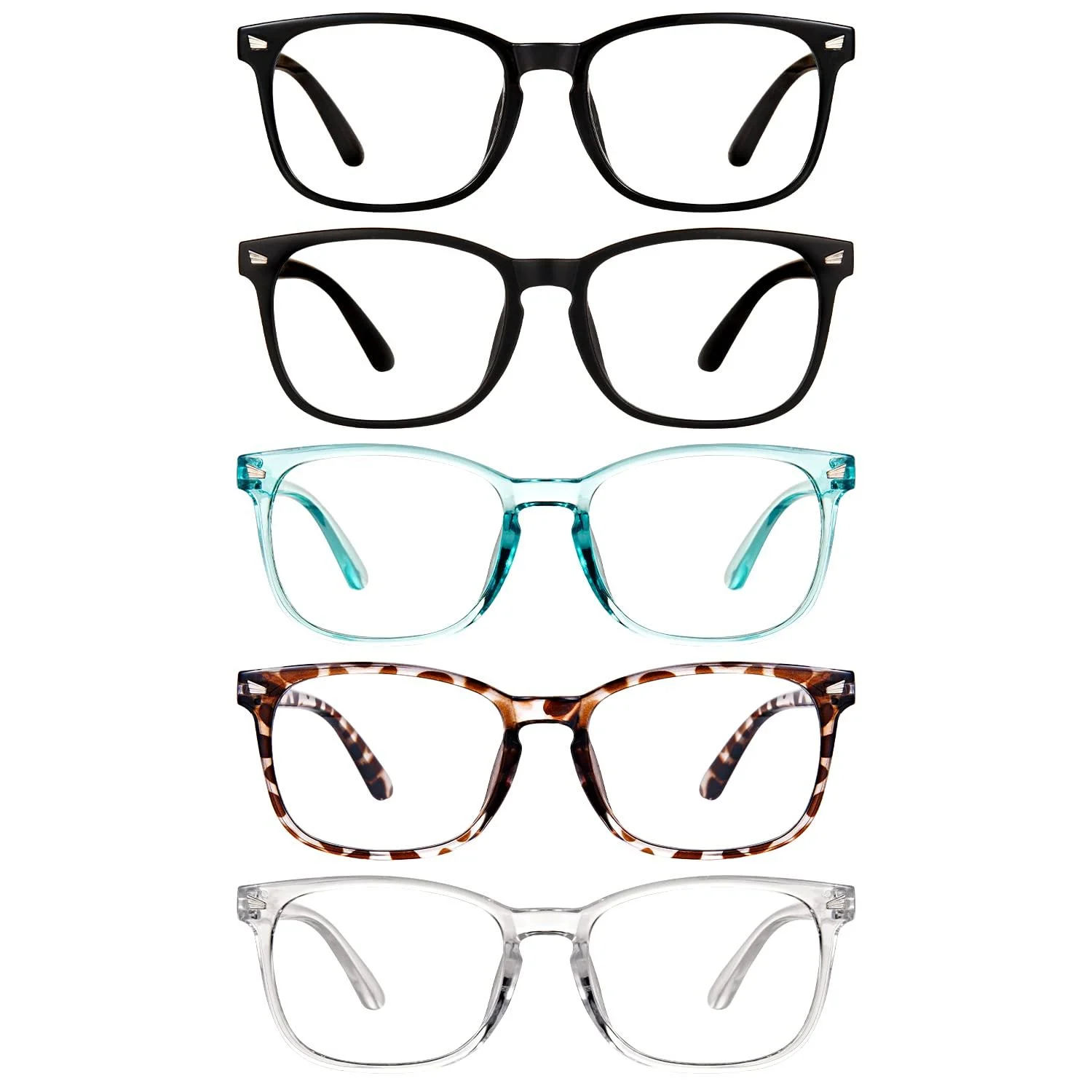 CHEERS DEVICES 5 Pack Reading Glasses Blue Light Blocking Glasses, Computer Readers for Women Men Anti Glare Eyeglasses 5 Pack Mix Color 52 Millimeters 2.5 x
