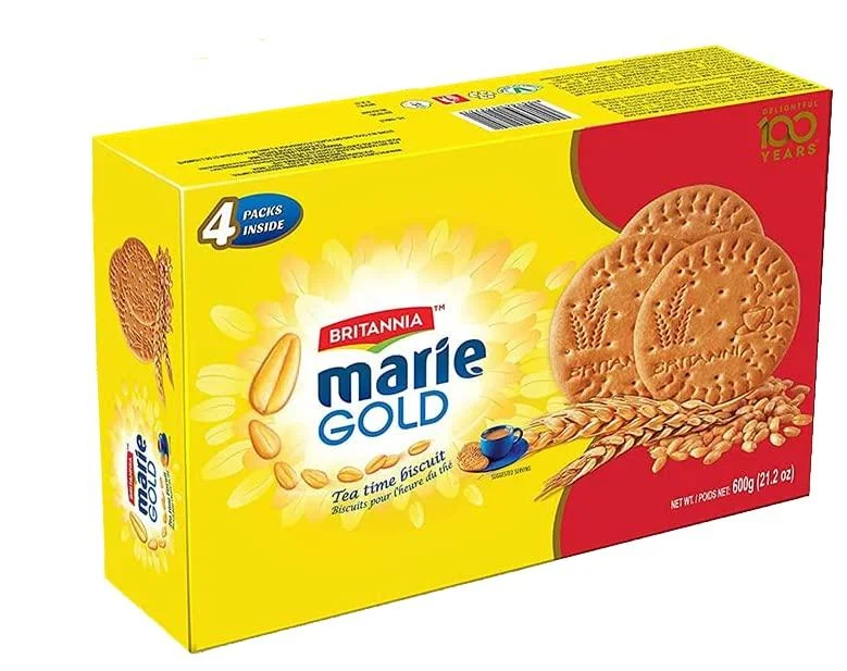 BRITANNIA Marie Gold Cookies 21.16oz (600g) - Biscuits Pour l'heure du th - Crispy Tea Time Snack - Delicious Grocery Cookies - Suitable for Vegetarians (Pack of 1) Marie Gold 600g 1.32 Pound (Pack of 1)