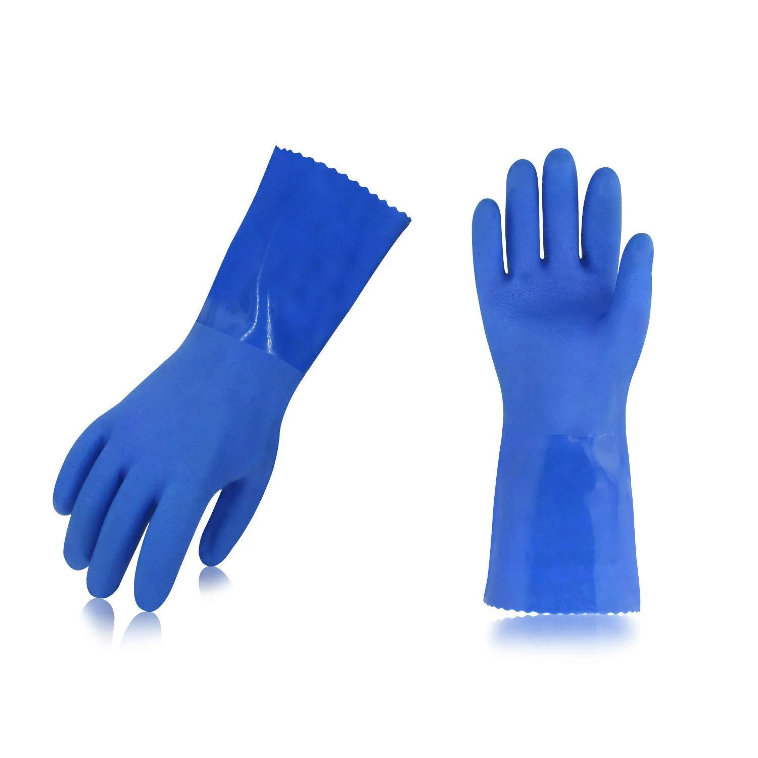 Vgo... 2 Pairs Work Gloves PVC Coated Non-Slip Unisex (PVC4010) L(2 Pack) Blue PVC4010