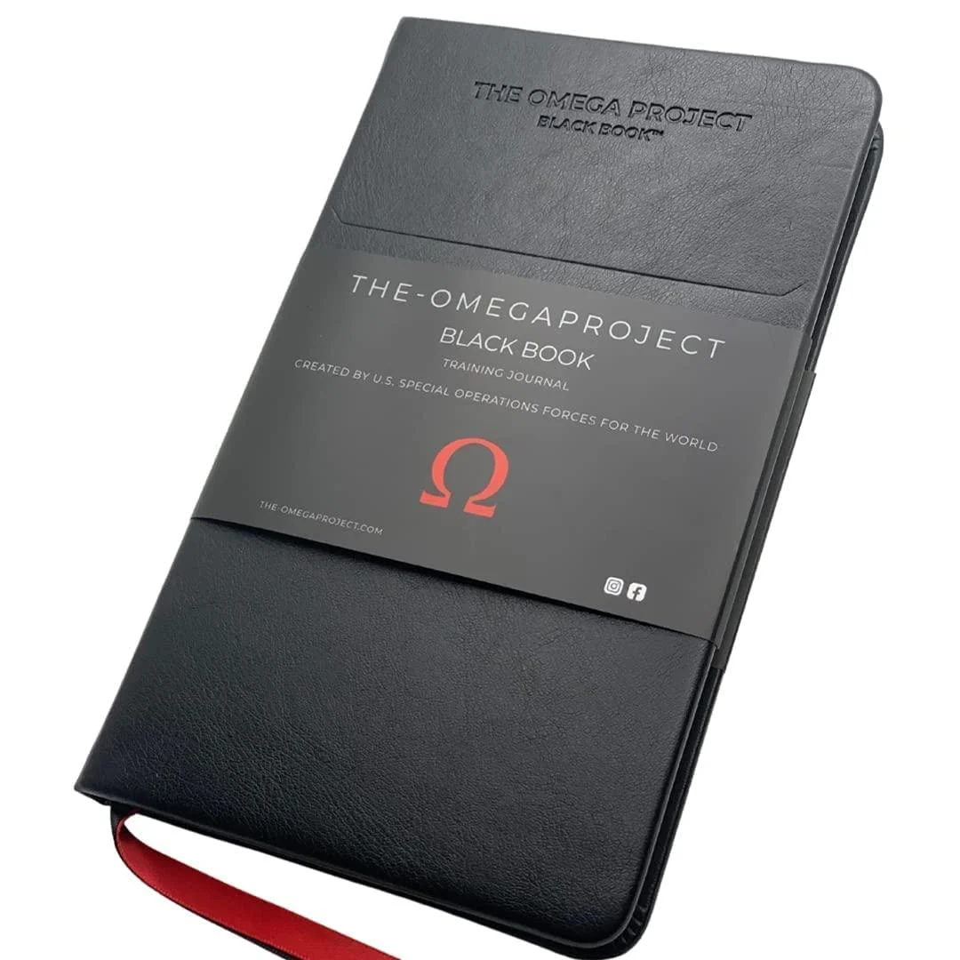 The Omega Project Black Book Training Journal US Army Special Operations Made Elite Workout Planner Leather Fitness Tracker Notebook Logs Exercise, Sleep, Recovery, Nutrition and More - The-OmegaProject