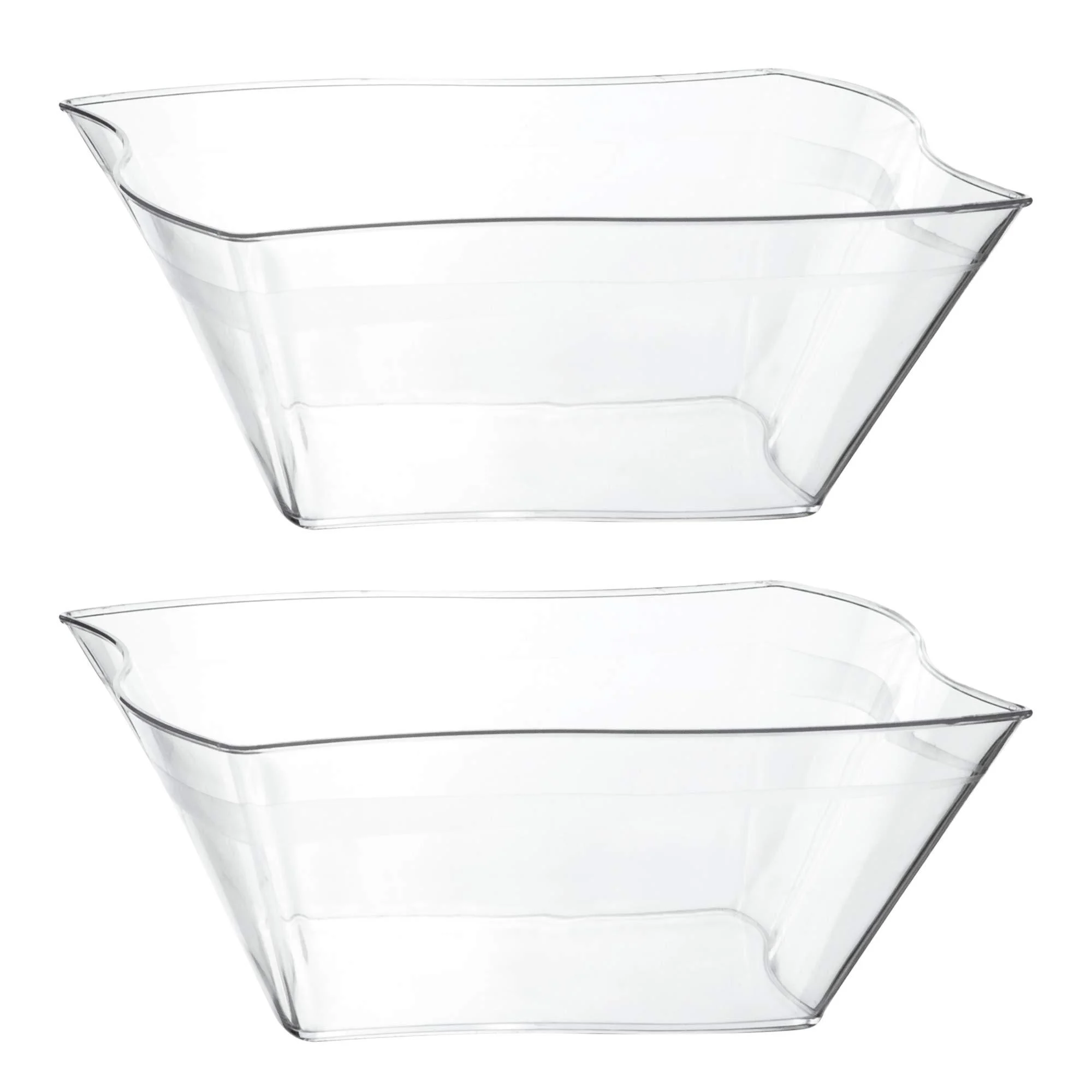PLASTICPRO Disposable Elegant Wave Design Square Plastic Serving Bowls Heavy Duty for Party's Snack or Salad Bowl, Heavy Duty (4, Medium) 4 Medium