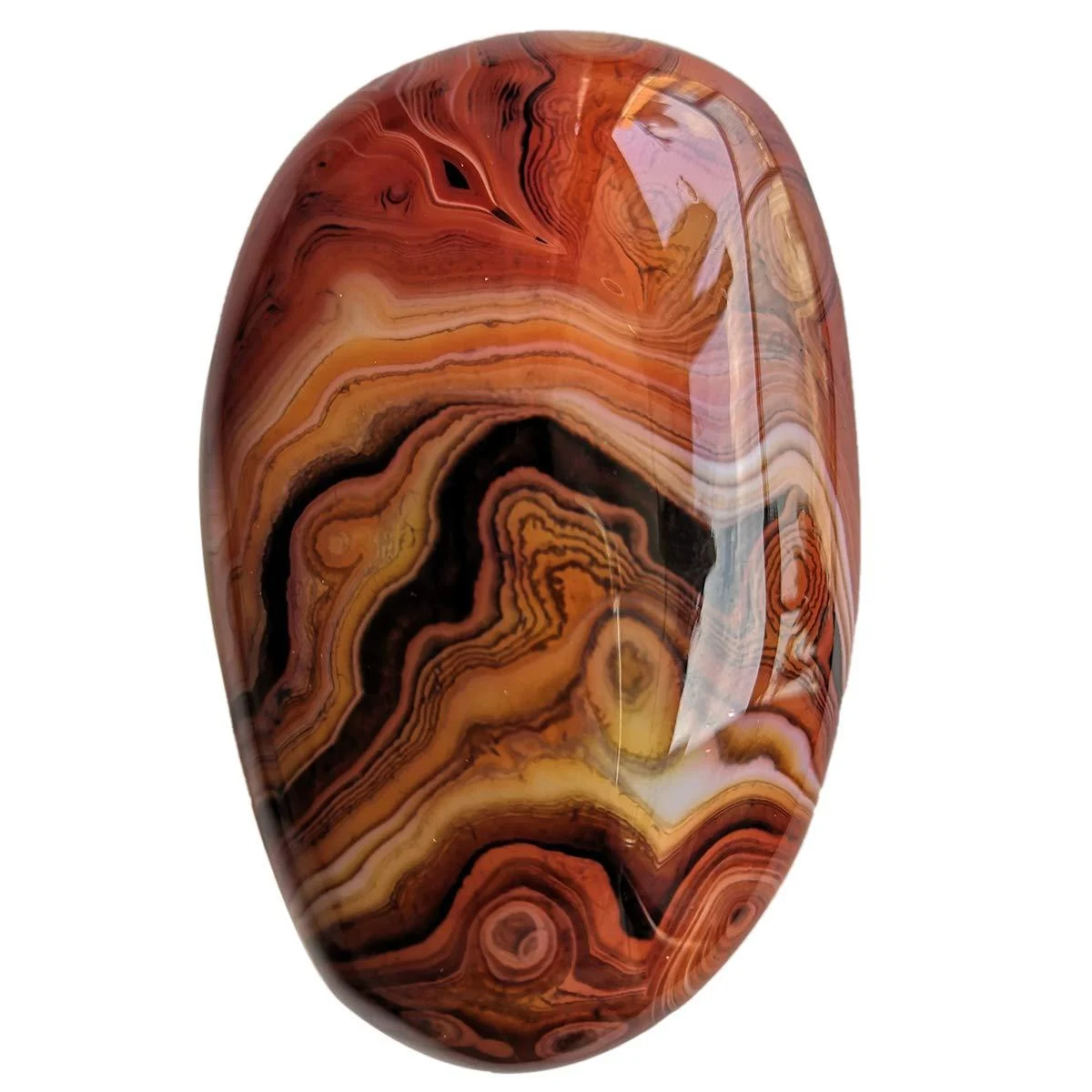 Gemgogo Natural Banded Agate Irregular Polished Crystals and Healing Stones, Shape Palm Crystal Healing Gemstone Red-banded Agate