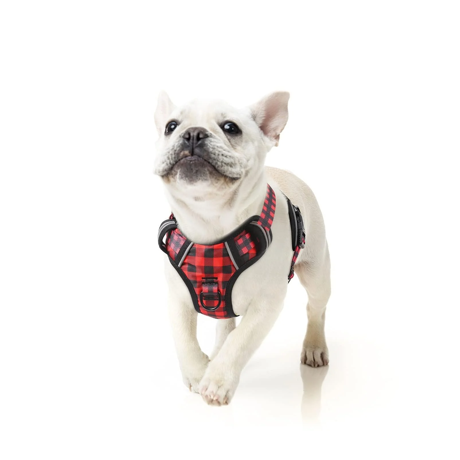 Heele dog crockery no-pull dog harness breast dishes for medium-sized dogs softly breathable-adjustable reflective dog harness anti-pull with padded handle black-red checked red s S black-red