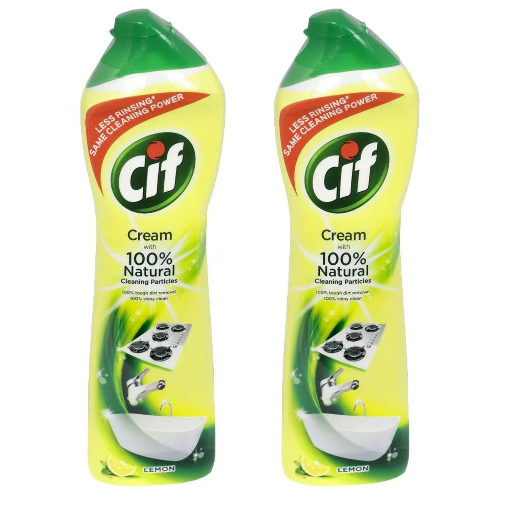 2 x 500ml Lemon Fragrance Cream All Purpose Cleaner Bathroom Kitchen Sink Tiles - KRISP