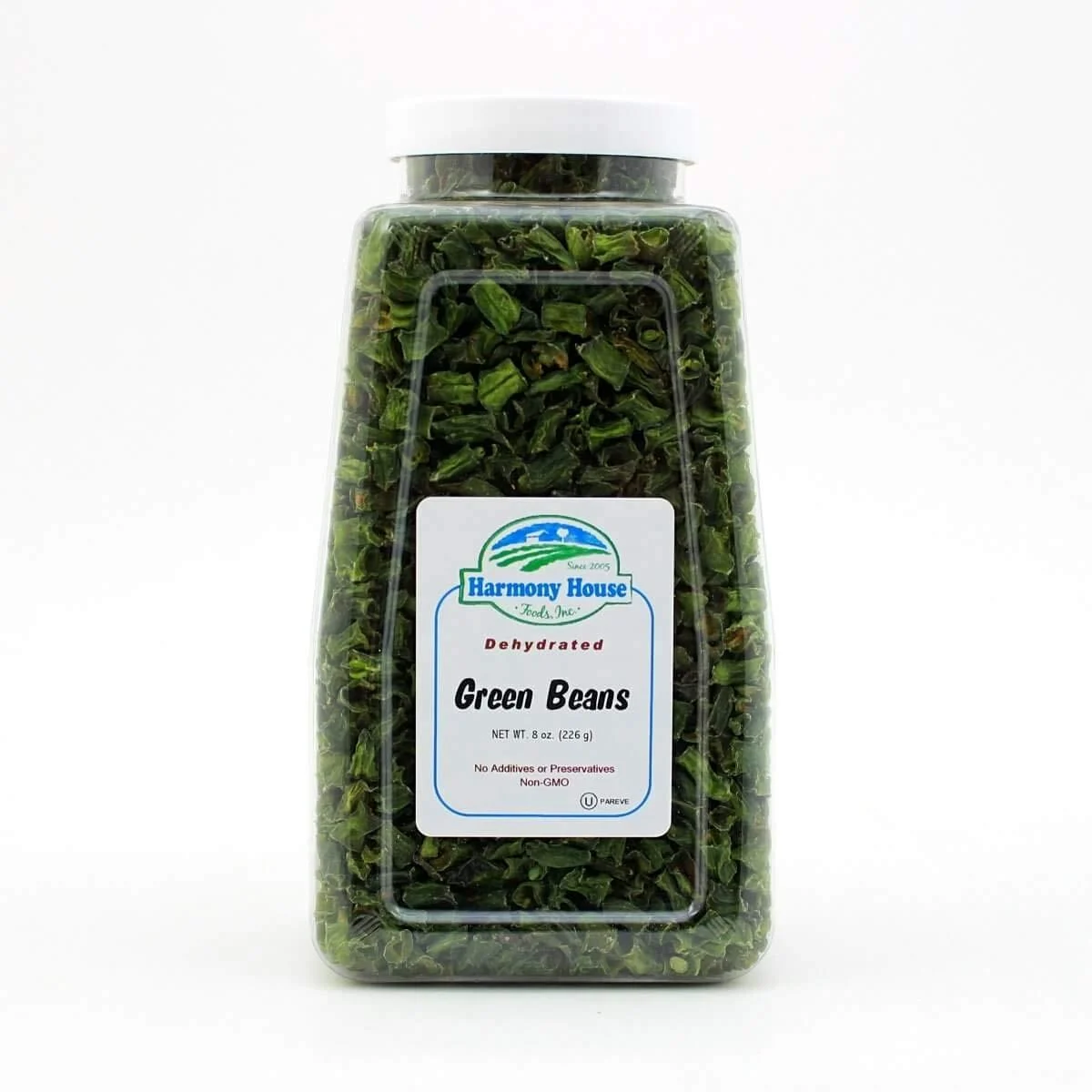 Harmony House Foods Dried Green Beans, cut (8 oz, Quart Size Jar) for Cooking, Camping, Emergency Supply, and More