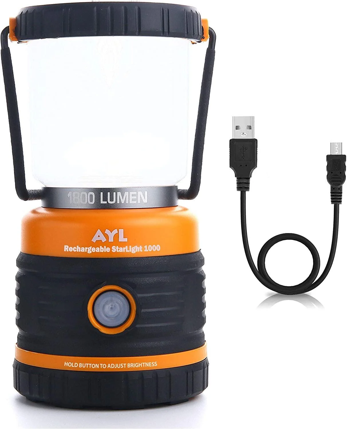 LED Camping Lantern Rechargeable, 1800LM, 4 Light Modes, 4400mAh Power Bank, IP44 Waterproof, Perfect Lantern Flashlight for Hurricane, Emergency, Power Outages, Home and More, USB Cable Included - AYL