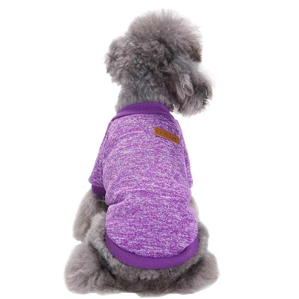 CHBORLESS Pet Dog Classic Knitwear Sweater Warm Winter Puppy Pet Coat Soft Sweater Clothing for Small Dogs (M, Purple) Medium Purple