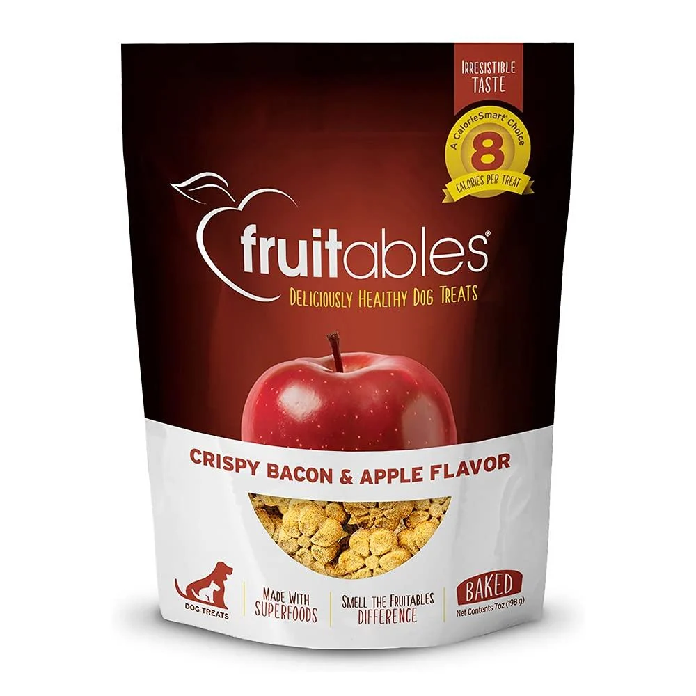 Fruitables Baked Dog Treats | Pumpkin Treats for Dogs | Healthy Low Calorie Treats | Free of Wheat, Corn and Soy 7 Ounce (Pack of 1) Crispy Bacon and Apple