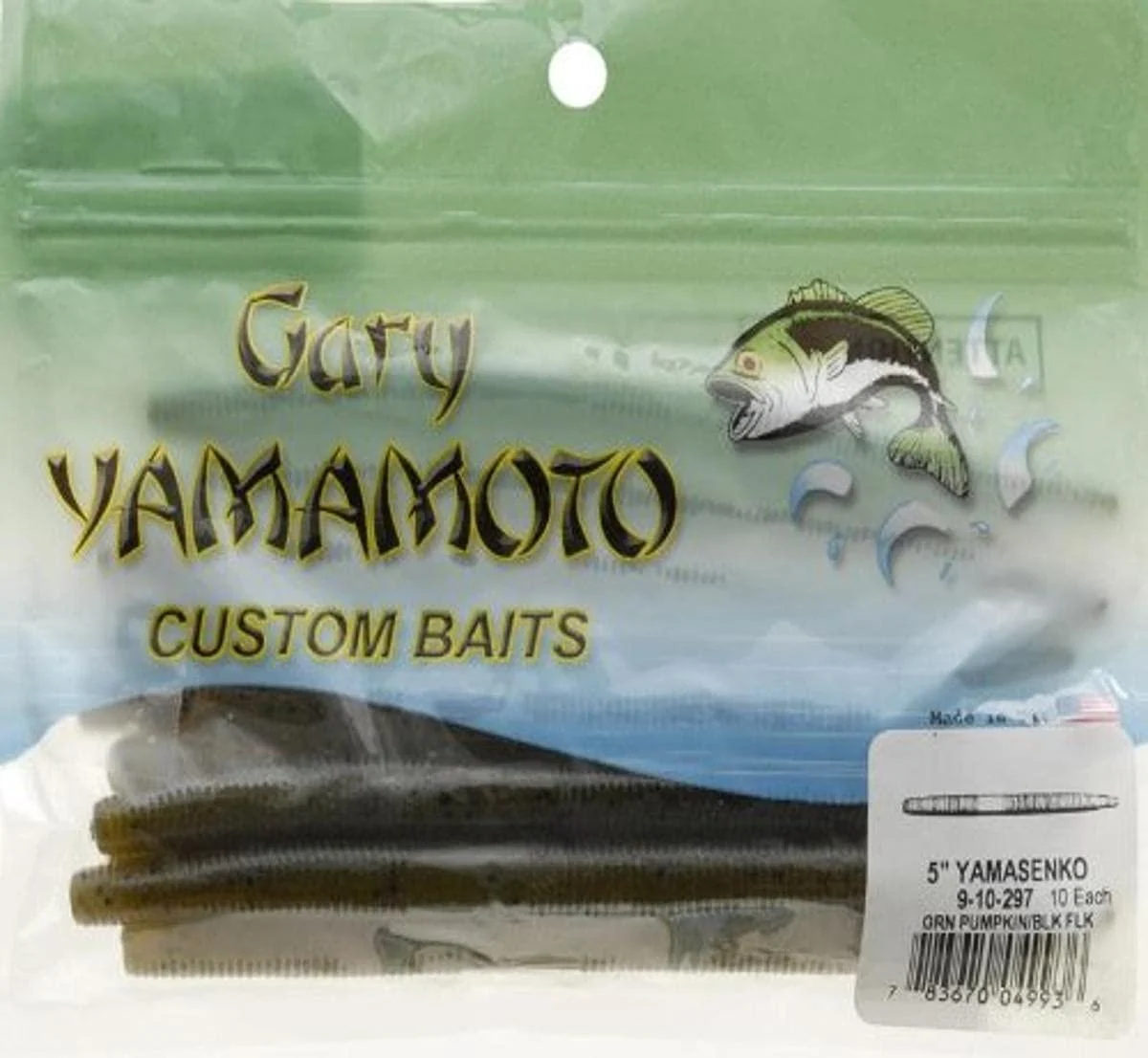 Yamamoto Senko Fishing hook 5 Inch (Pack of 10) Green Pumpkin/Black