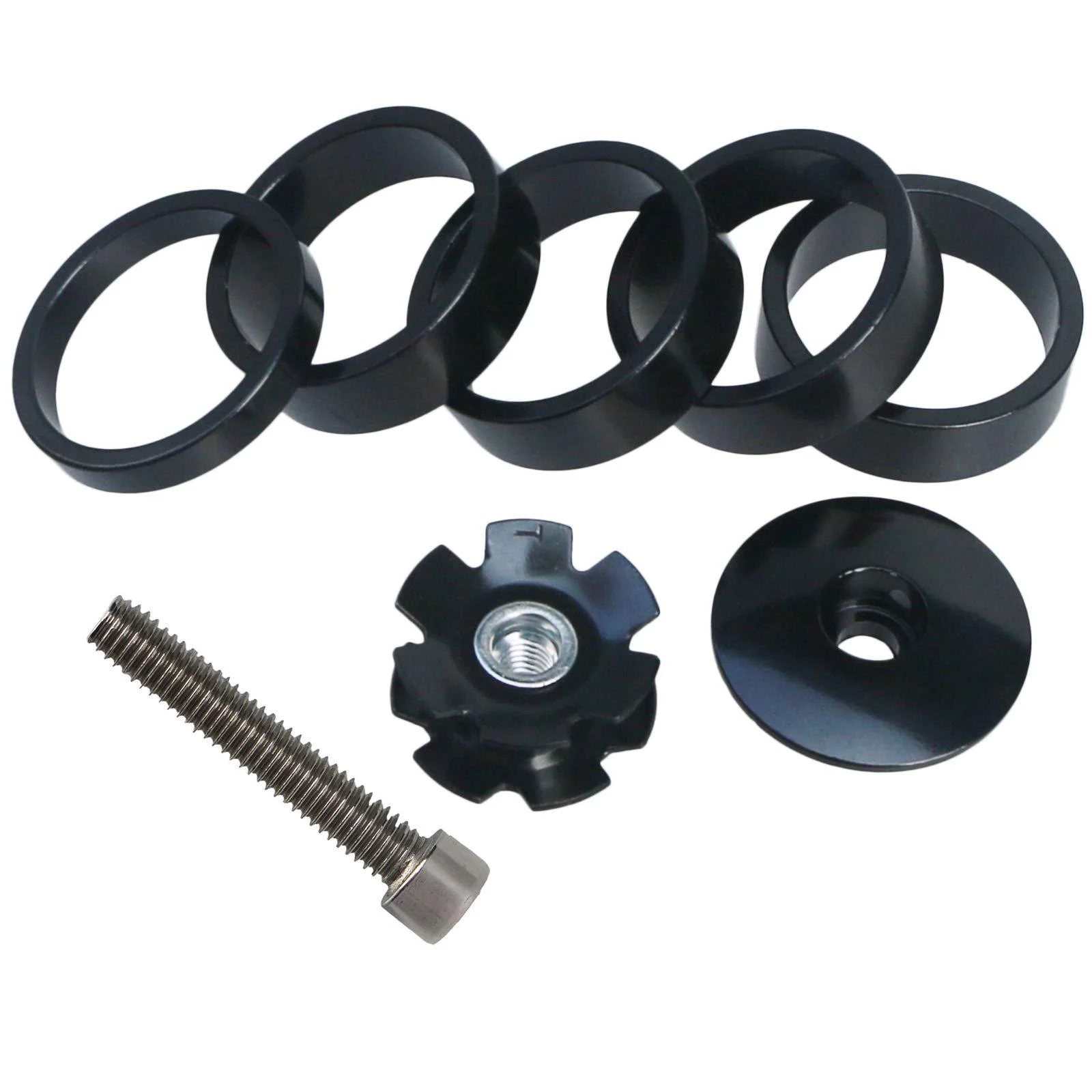 GANOPPER 1 1/8 Inch Headset Spacer with Stem Top Cap,Headset Star Nut Black Red Blue Gold 4 Color