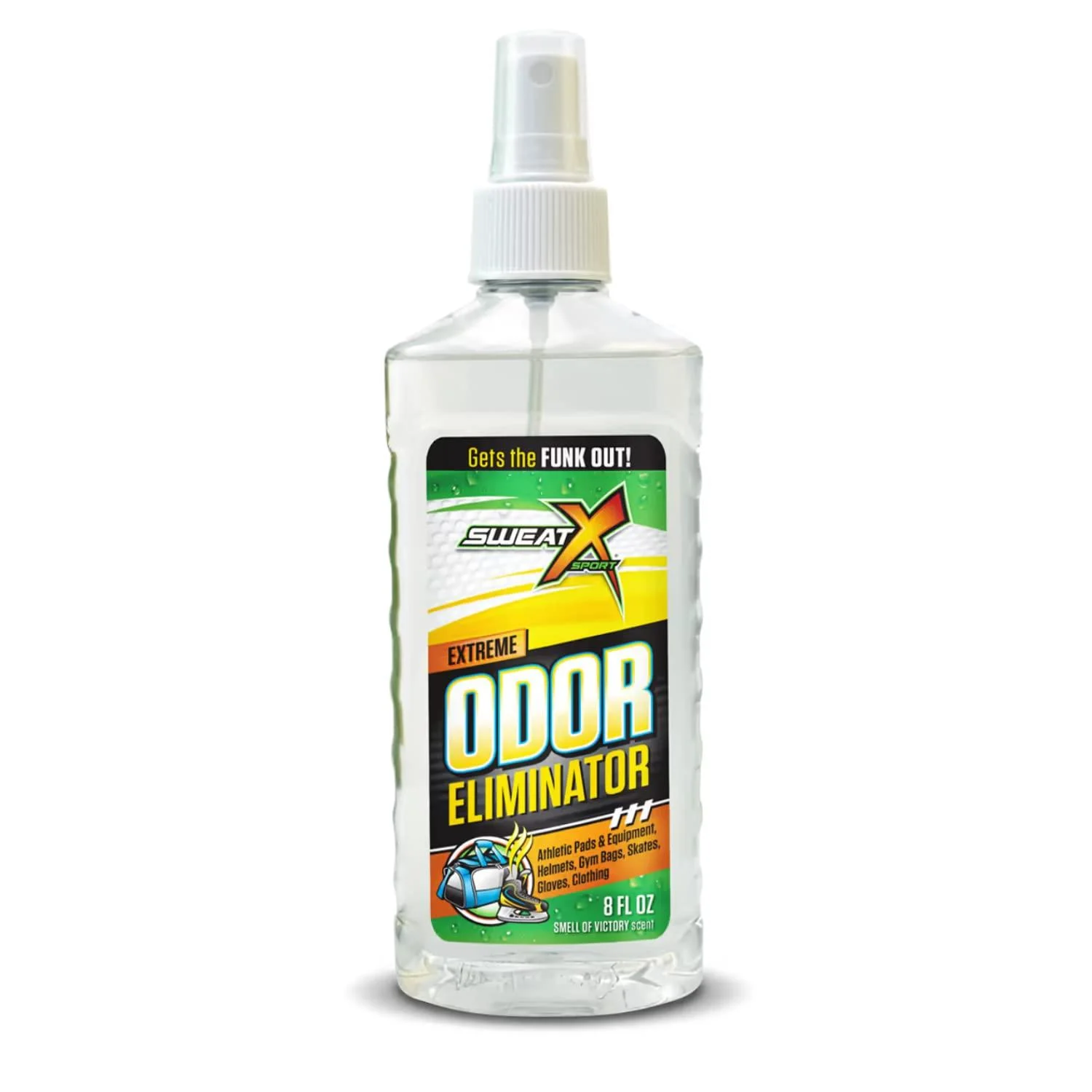 Sweat X Sport Extreme Odor Spray, Multipurpose Deodorizer for Stinky Shoes, Sports Equipment and All Odors, 8 Ounce Concentrated Formula, No Washing Required Victory Scent 8 Ounce (Pack of 1) - SWEATX