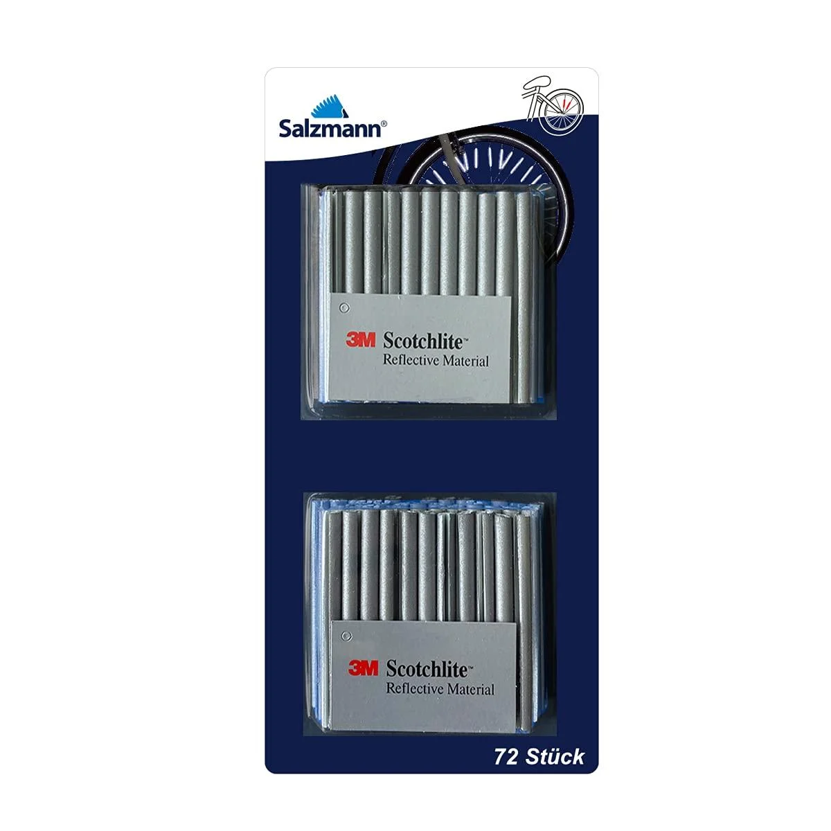 Salzmann 3M Spoke Reflectors for Bicycles | High Visibility | Made with 3M Scotchlite | 72 Pieces Silver