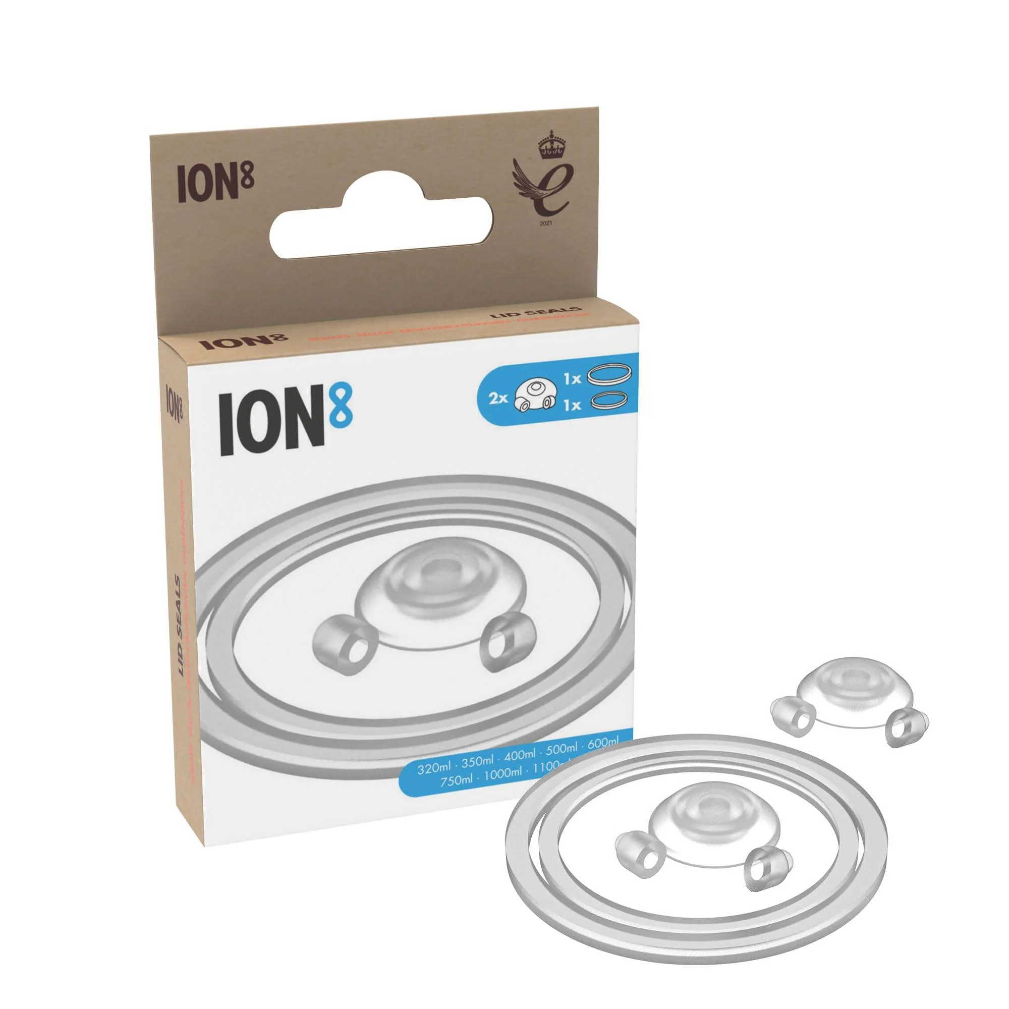 Ion8 Replacement Seals for Leak-Proof Water Bottles (3 Sets) Transparent One Size