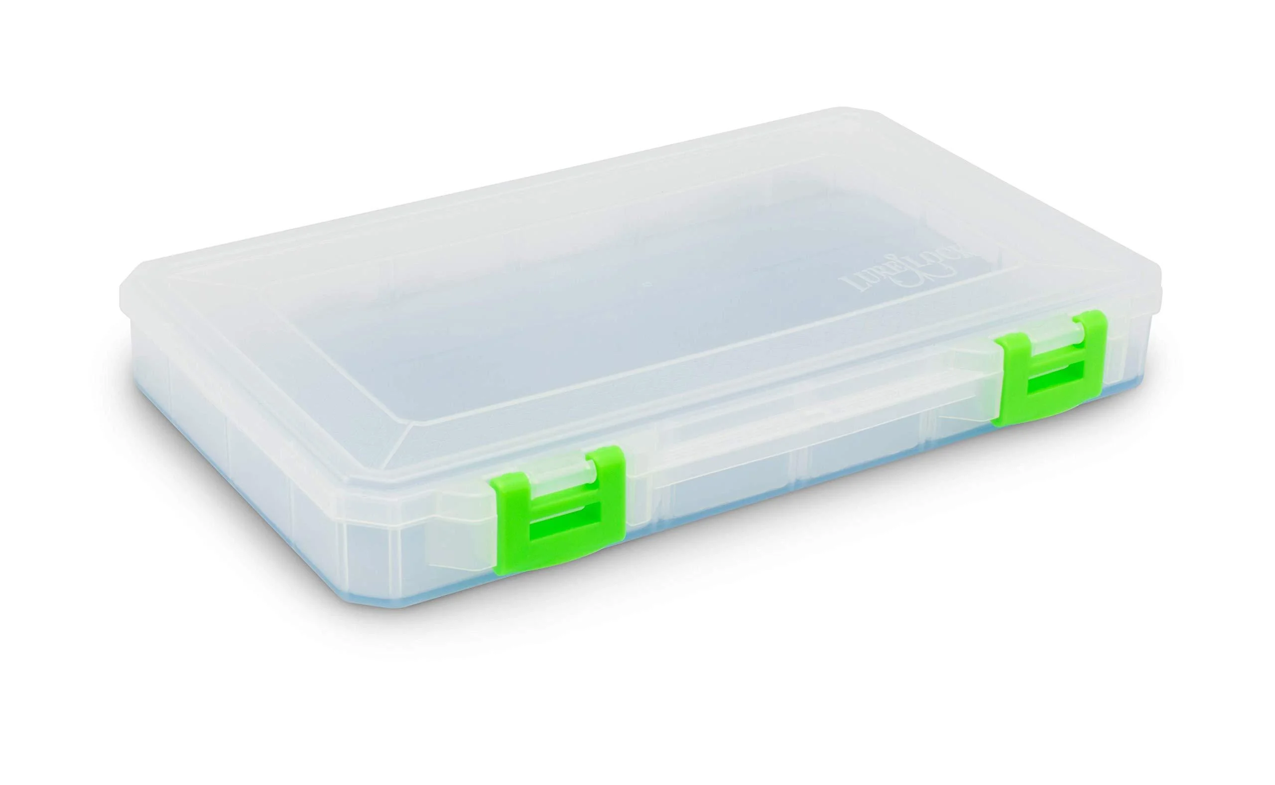 Lure Lock LL2-3101 Medium Box - 3 Cavity w/Ocean Blue Tak Logic Liner, Clear w/Green Accent, Multicolor, One Size