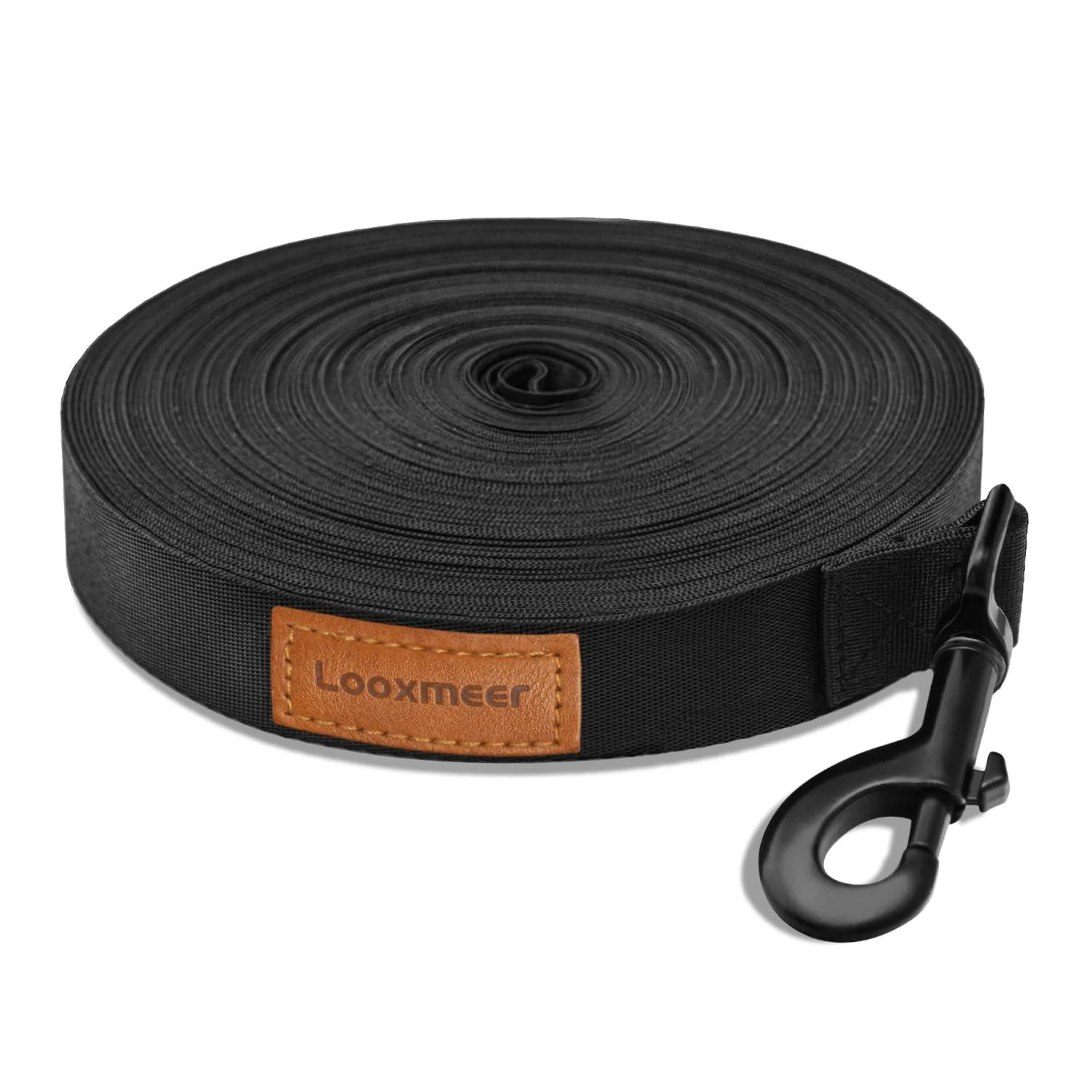 Looxmeer tow lines for dogs 3m 5m 7m 10m 15m 20m 30m Robust dog leash training line with storage bag hand loop and D-carabiner 10m black