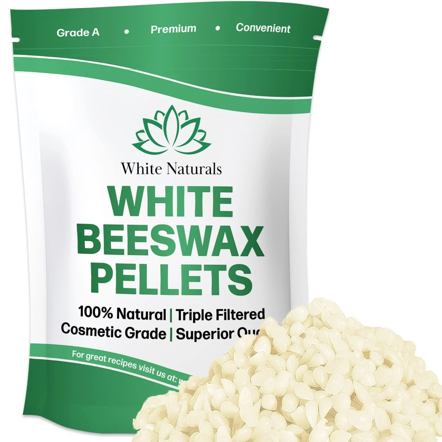 White Beeswax Pellets 1 lb (16 oz) Pure Natural Cosmetic Grade Bees Wax Pastilles Triple Filtered Great For DIY Lip Balms Lotions Candles white-beeswax-1 lb