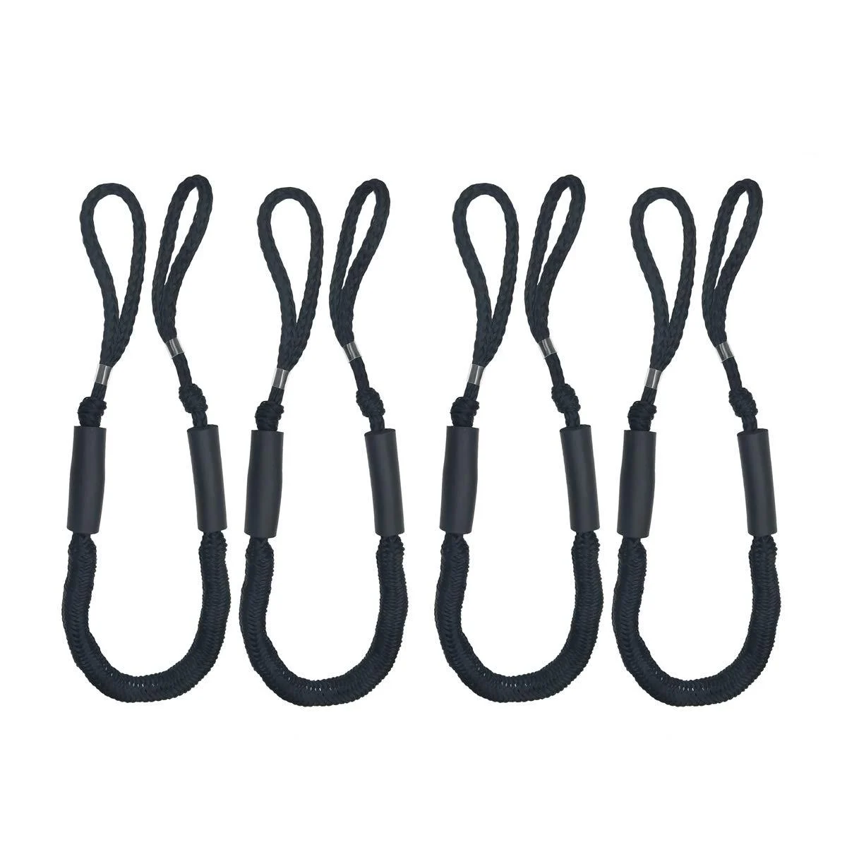 Bungee Dock Line Mooring Rope for Boat 4ft Black 4 Pack - Jranter