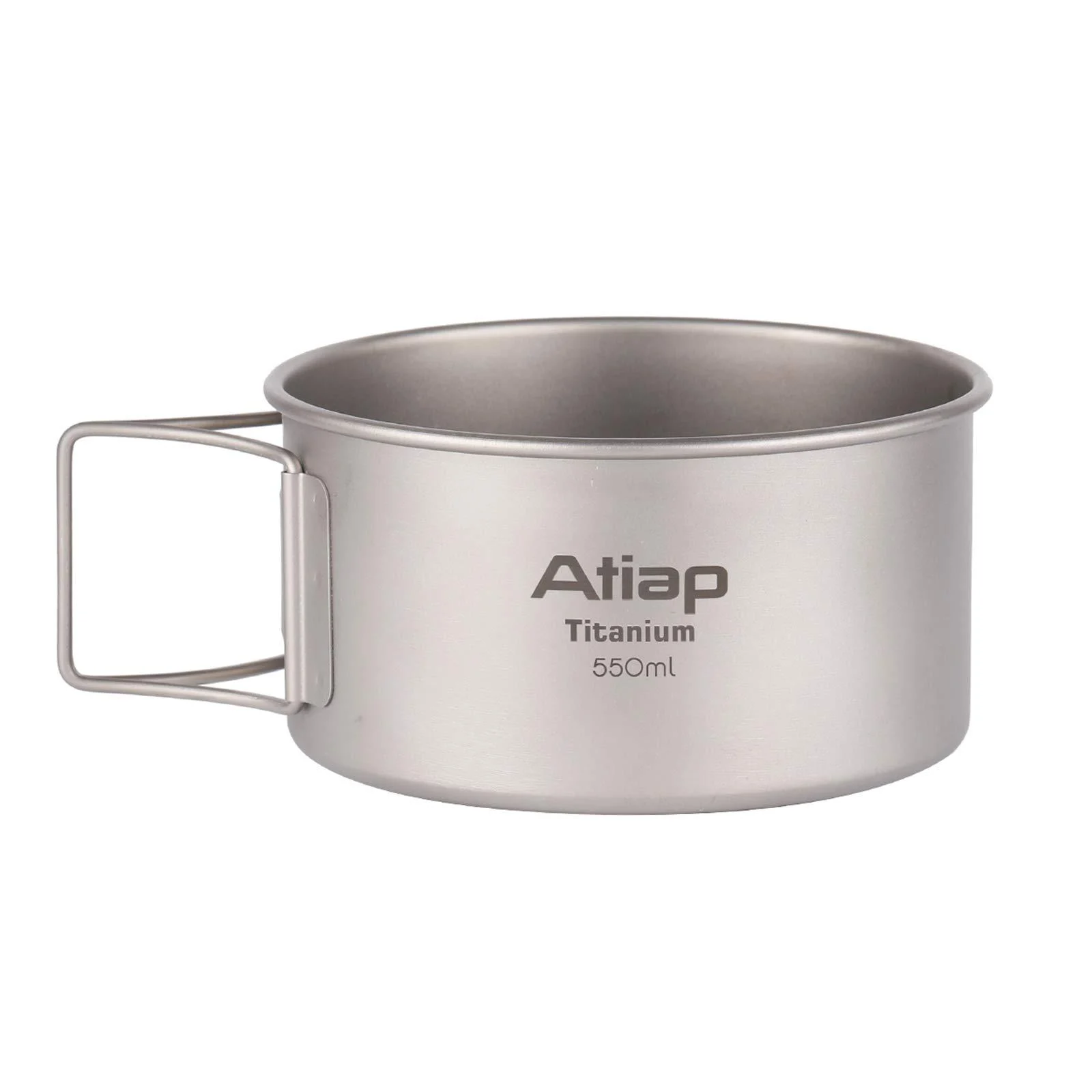 ATiAP Titanium Bowl Pot with Foldable Handle, Single-Wall Titanium Cooking Tableware Bowl with Folding Handle for Outdoor Camping Hiking Picnic (550ML)